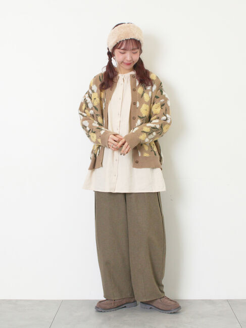 Samansa Mos2「ループ花柄ジャガードニットカーディガン」|カーディガン|