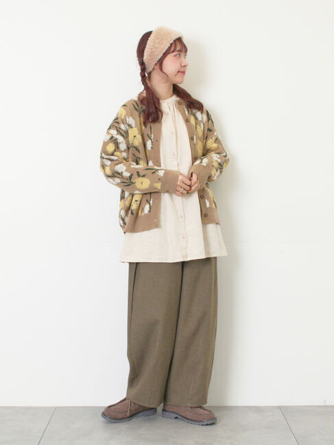 Samansa Mos2「ループ花柄ジャガードニットカーディガン」|カーディガン|