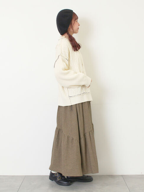 Samansa Mos2「ケーブルパッチワークステッチプルオーバー」|ニット・セーター|