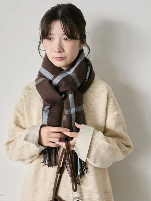 Samansa Mos2 blue「チェックマフラー」|その他|