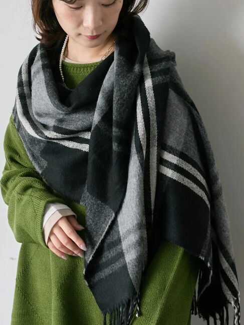 Samansa Mos2 blue「チェックマフラー」|その他|