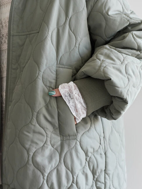 Samansa Mos2 blue「衿ボアキルトジャケット」|その他|