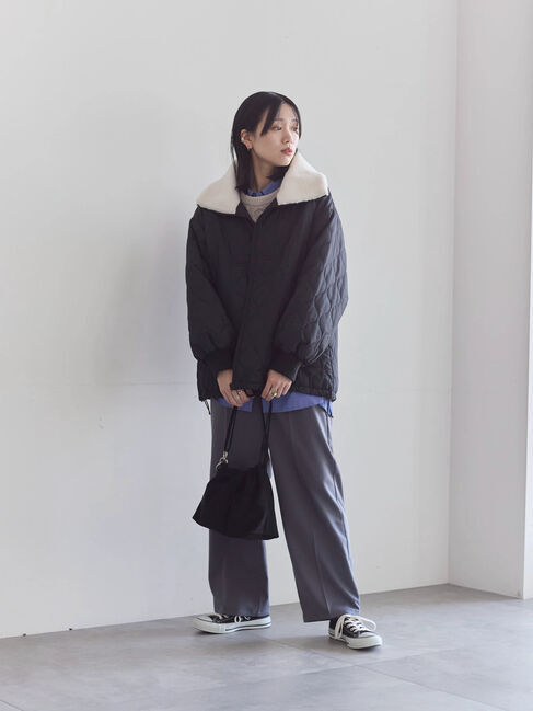 Samansa Mos2 blue「衿ボアキルトジャケット」|その他|