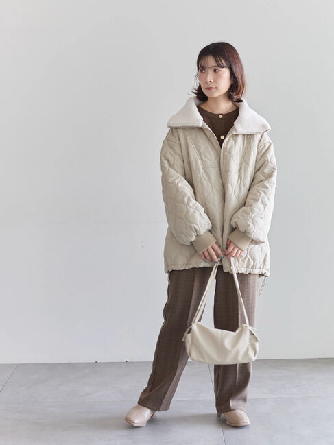 Samansa Mos2 blue「衿ボアキルトジャケット」|その他|