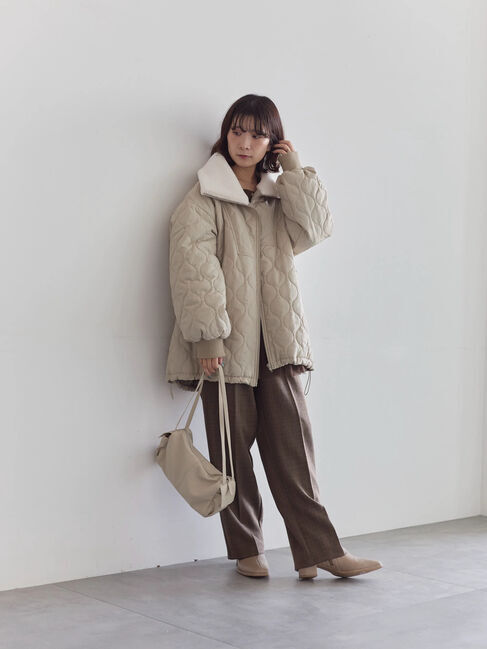 Samansa Mos2 blue「衿ボアキルトジャケット」|その他|