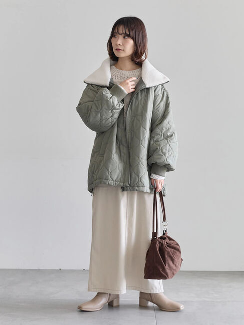 Samansa Mos2 blue「衿ボアキルトジャケット」|その他|