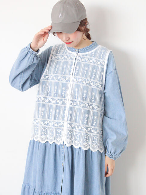 Samansa Mos2「裾スカラップレースベスト」|シャツ・ブラウス|