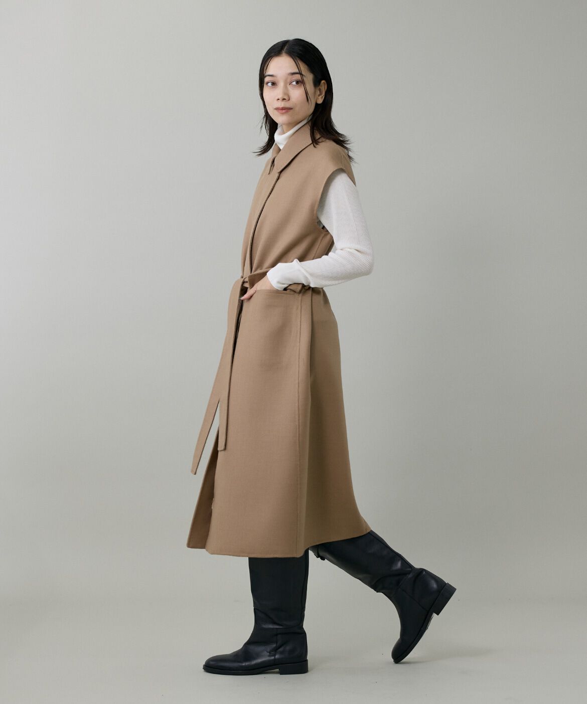 INED「ダブルフェイス2WAYロングジレ」|ダウンベスト・ベスト|