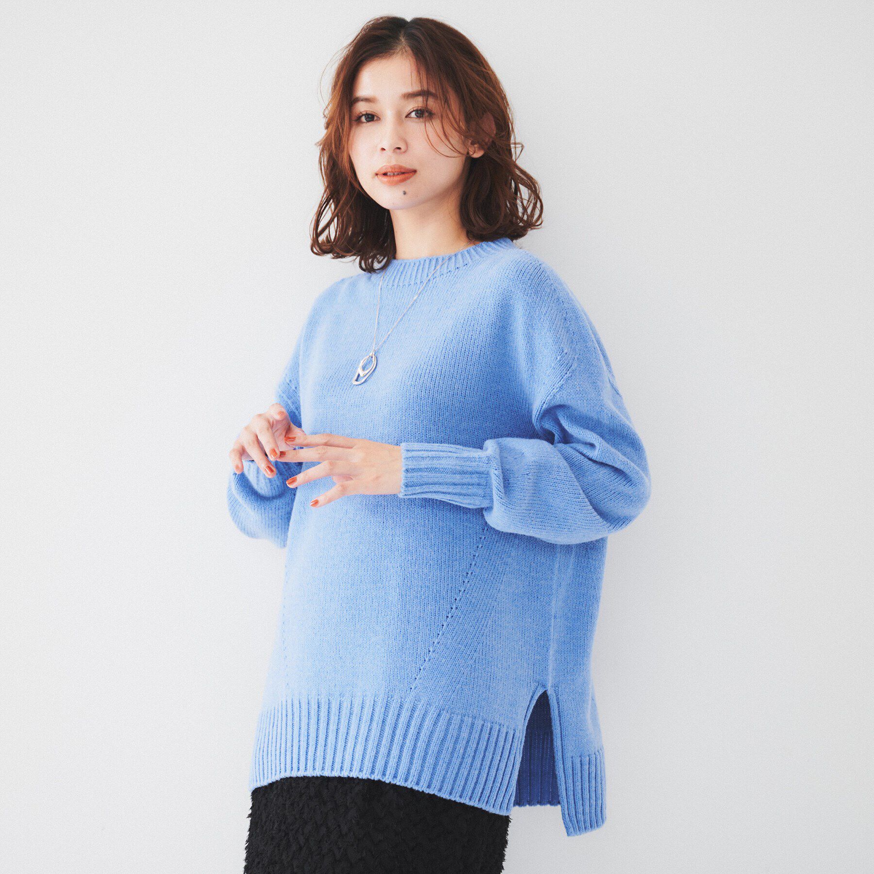 UNTITLED「【洗える/体型カバー】ミドルゲージ ロング丈ニット」|ニット・セーター|