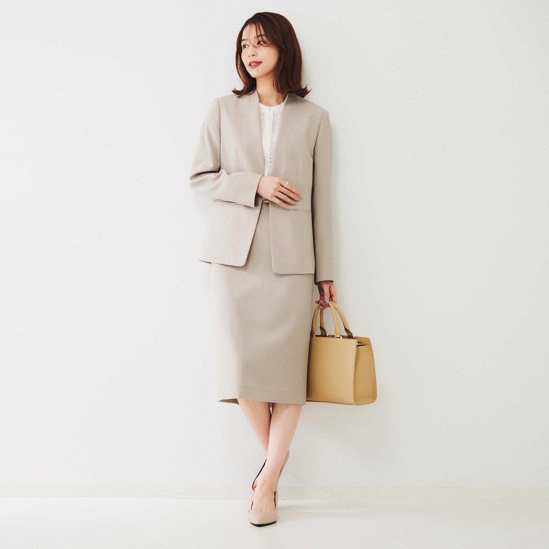 UNTITLED「【通勤スーツ】ライトウェイト カラーレスジャケット」|ノーカラージャケット|