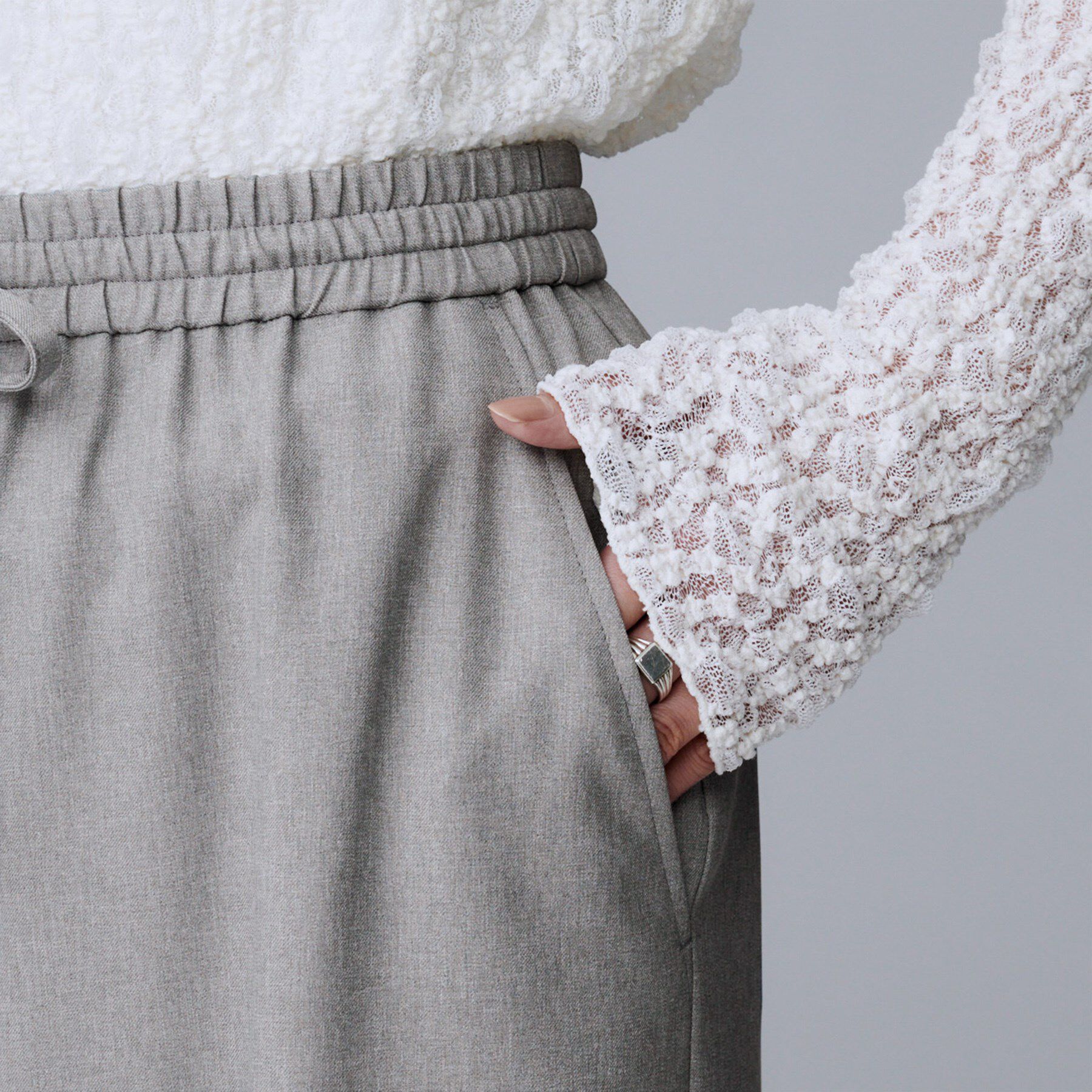 UNTITLED「【洗える/ワイド/ウエストゴム】ストレッチドロストパンツ」|その他|