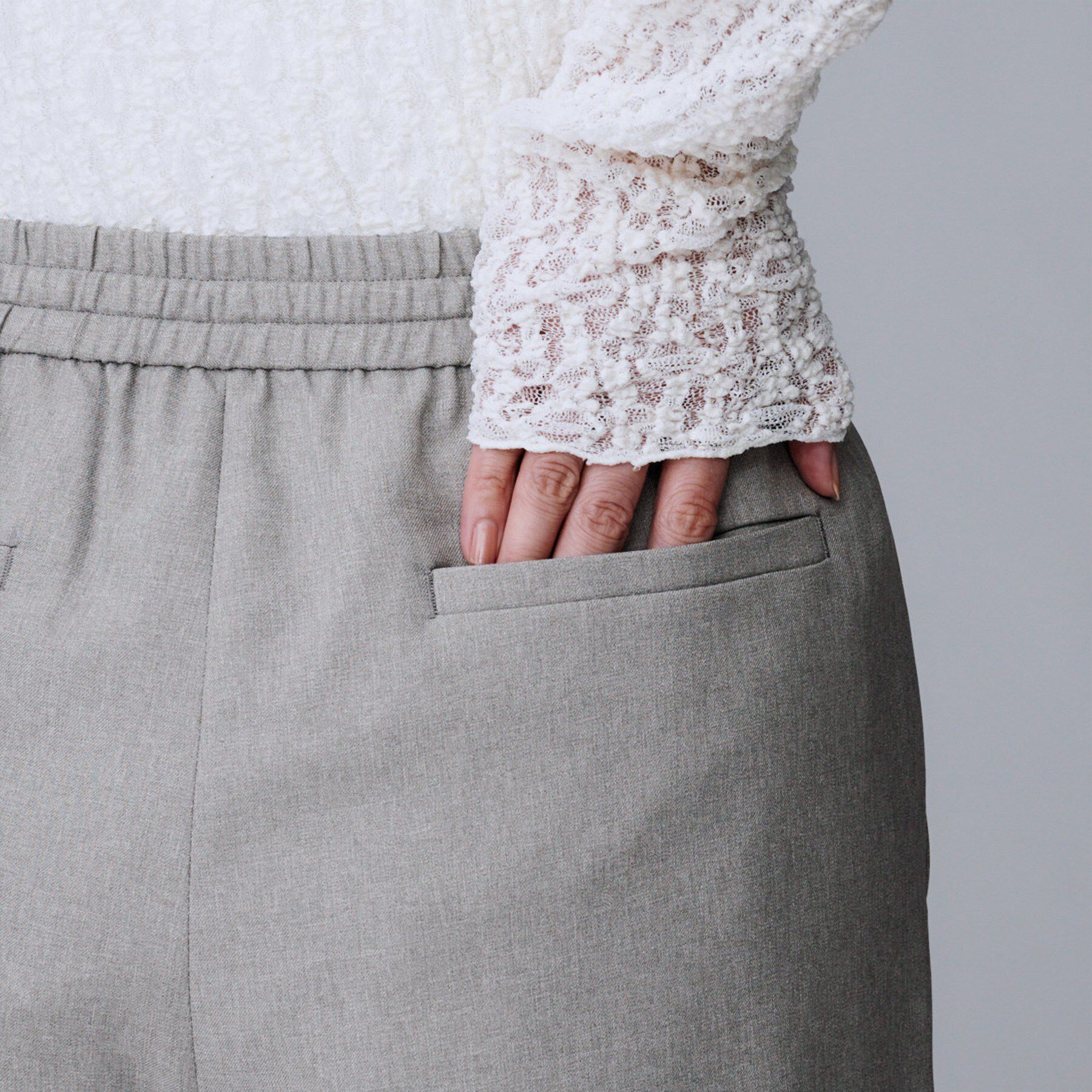 UNTITLED「【洗える/ワイド/ウエストゴム】ストレッチドロストパンツ」|その他|