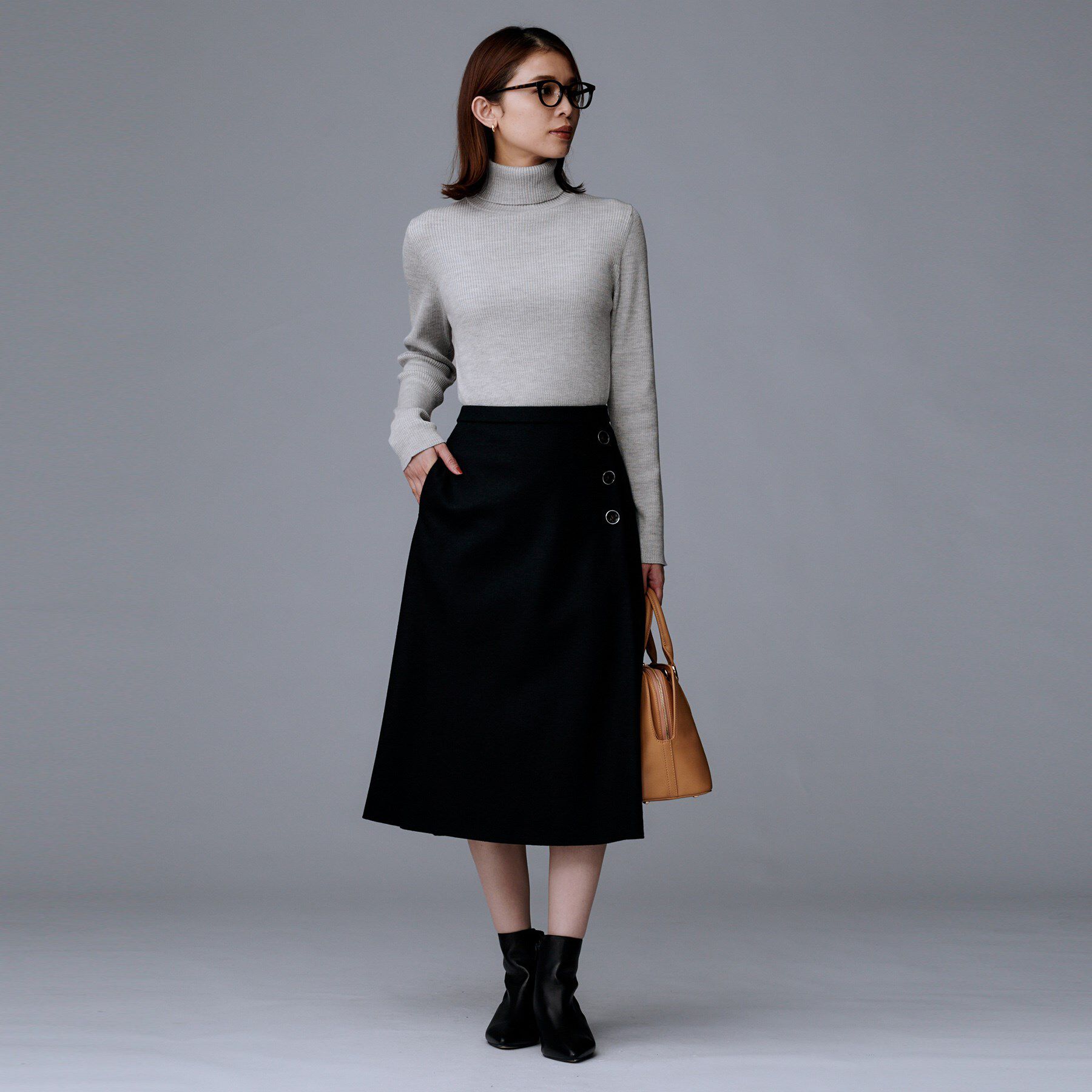 UNTITLED「【洗える/アンサンブル可能/ウール100%】リブタートルネックウールニット」|ニット・セーター|