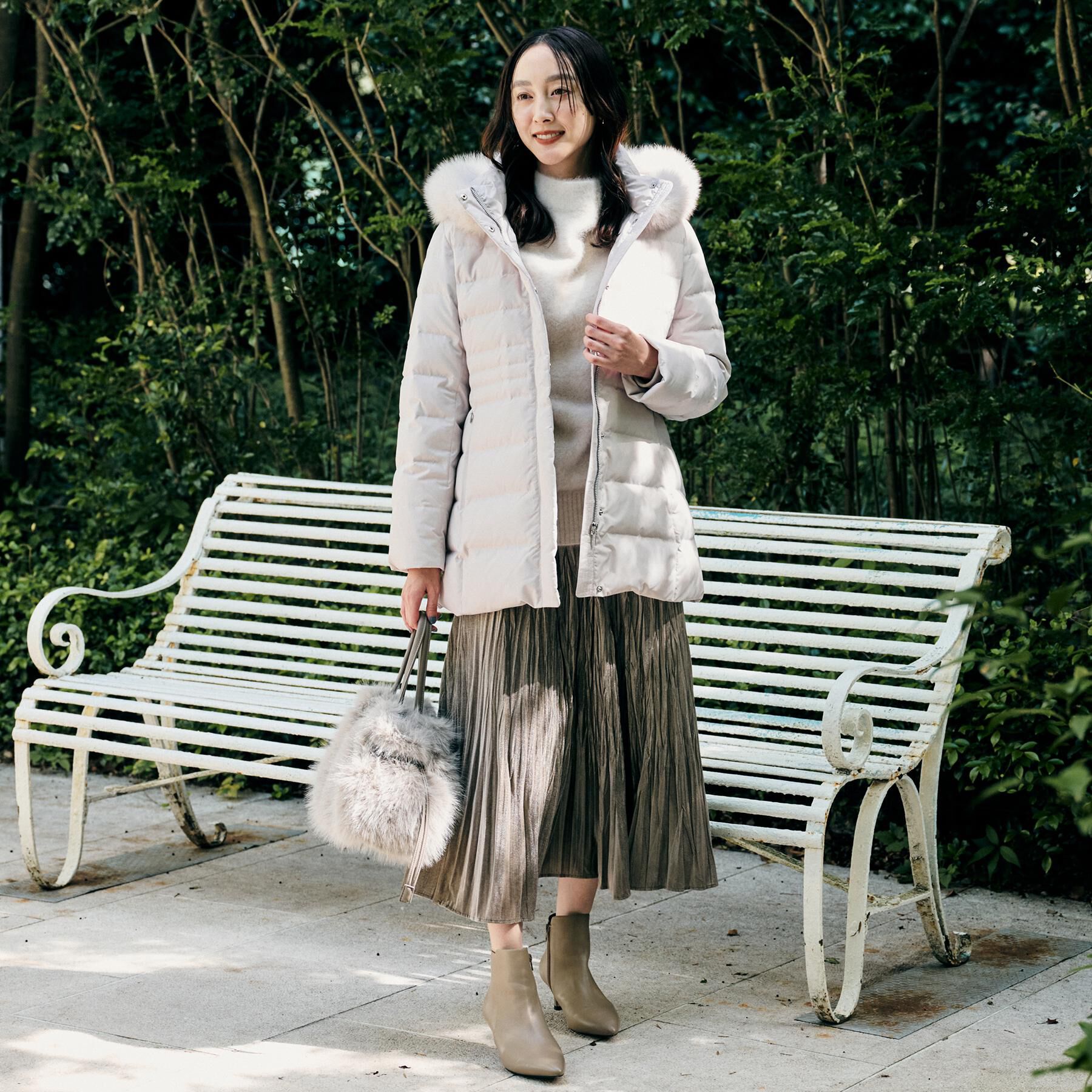 UNTITLED「【はっ水機能/フード取り外し可】ミディダウンコート」|ダウン|