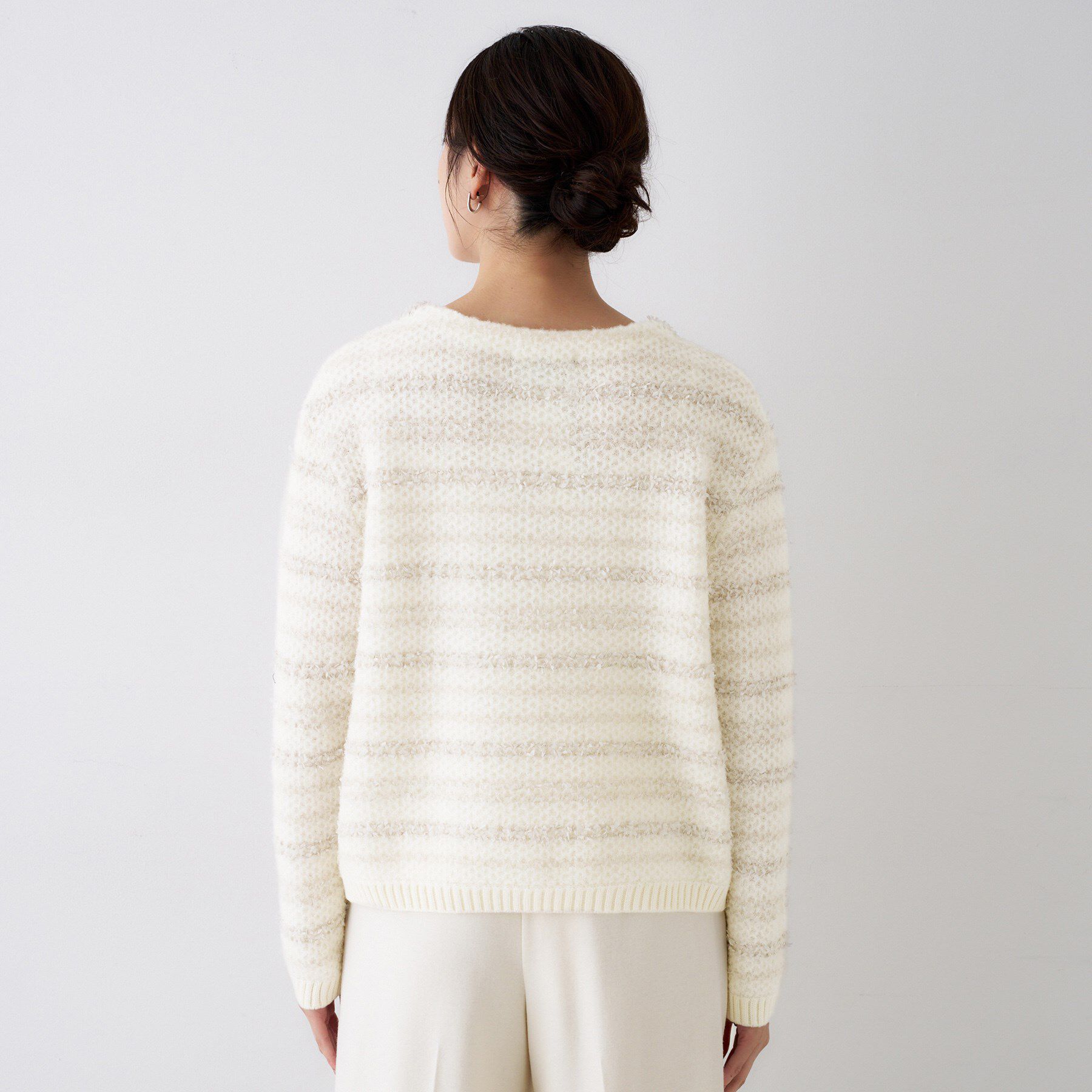 UNTITLED「【ツイード調/コンパクト丈】ブークレーボートネックニット」|ニット・セーター|