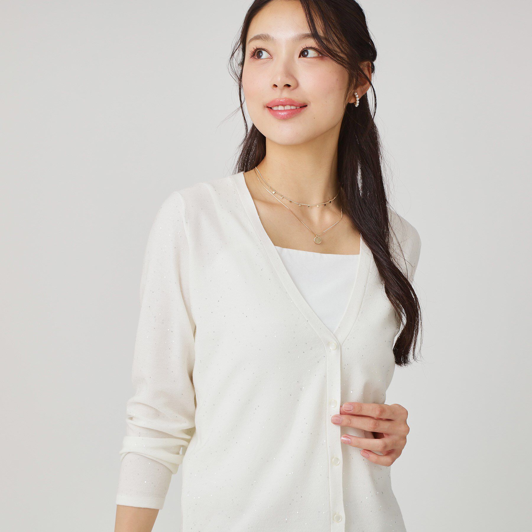 COUP DE CHANCE「【手洗い可】スパンコール入ニットカーディガン」|カーディガン|