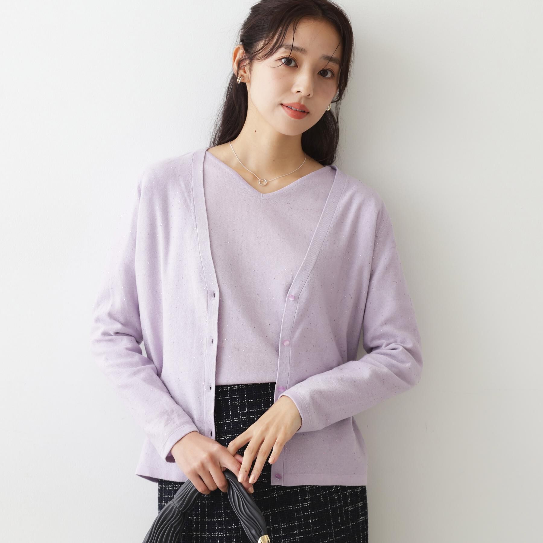 COUP DE CHANCE「【手洗い可】スパンコール入ニットカーディガン」|カーディガン|