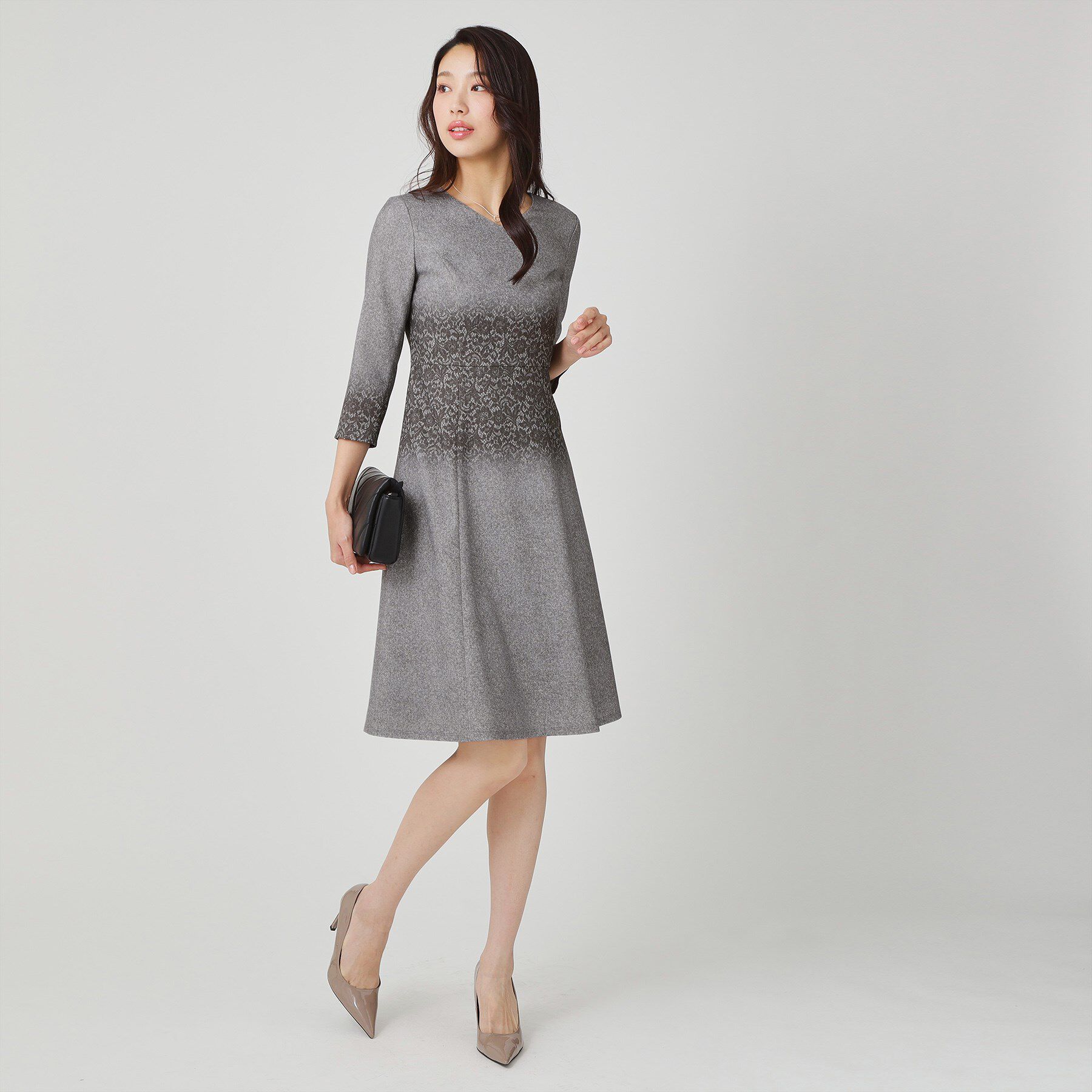 COUP DE CHANCE「【手洗い可／日本製】レース柄プリントワンピース」|ワンピース|