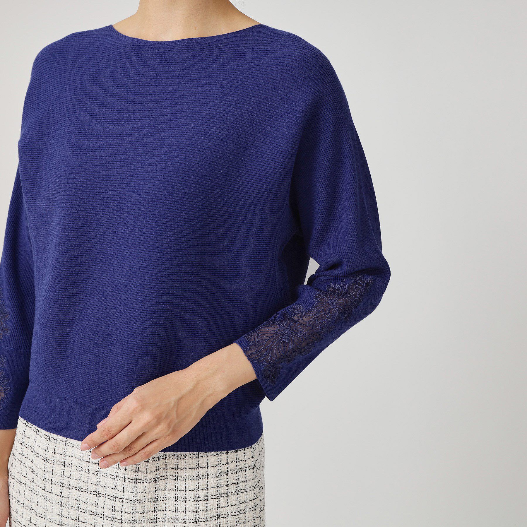 COUP DE CHANCE「【手洗い可】オーガンジー刺しゅうニットトップス」|ニット・セーター|