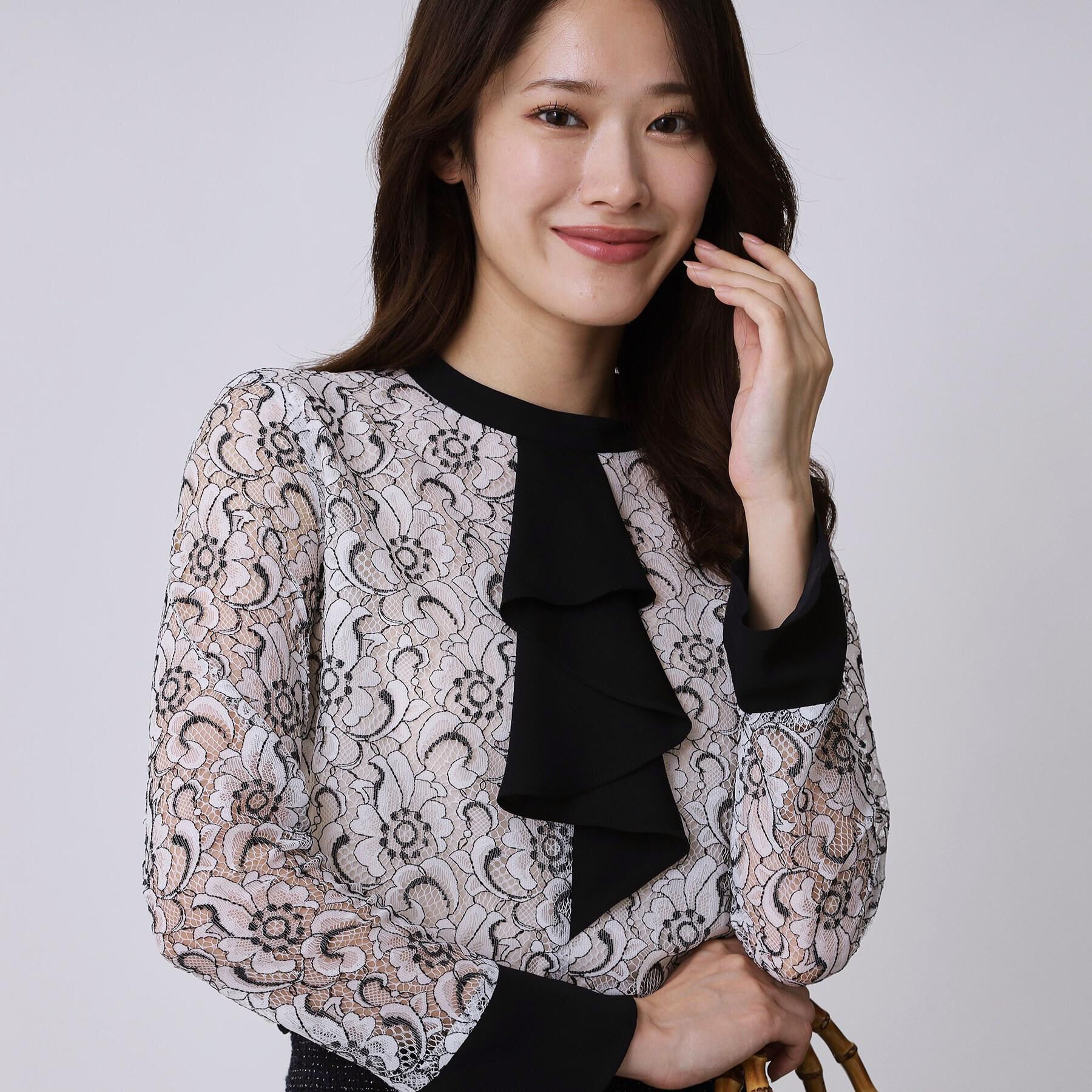 COUP DE CHANCE「【日本製】フラワーレースブラウス」|シャツ・ブラウス|ホワイト(501)