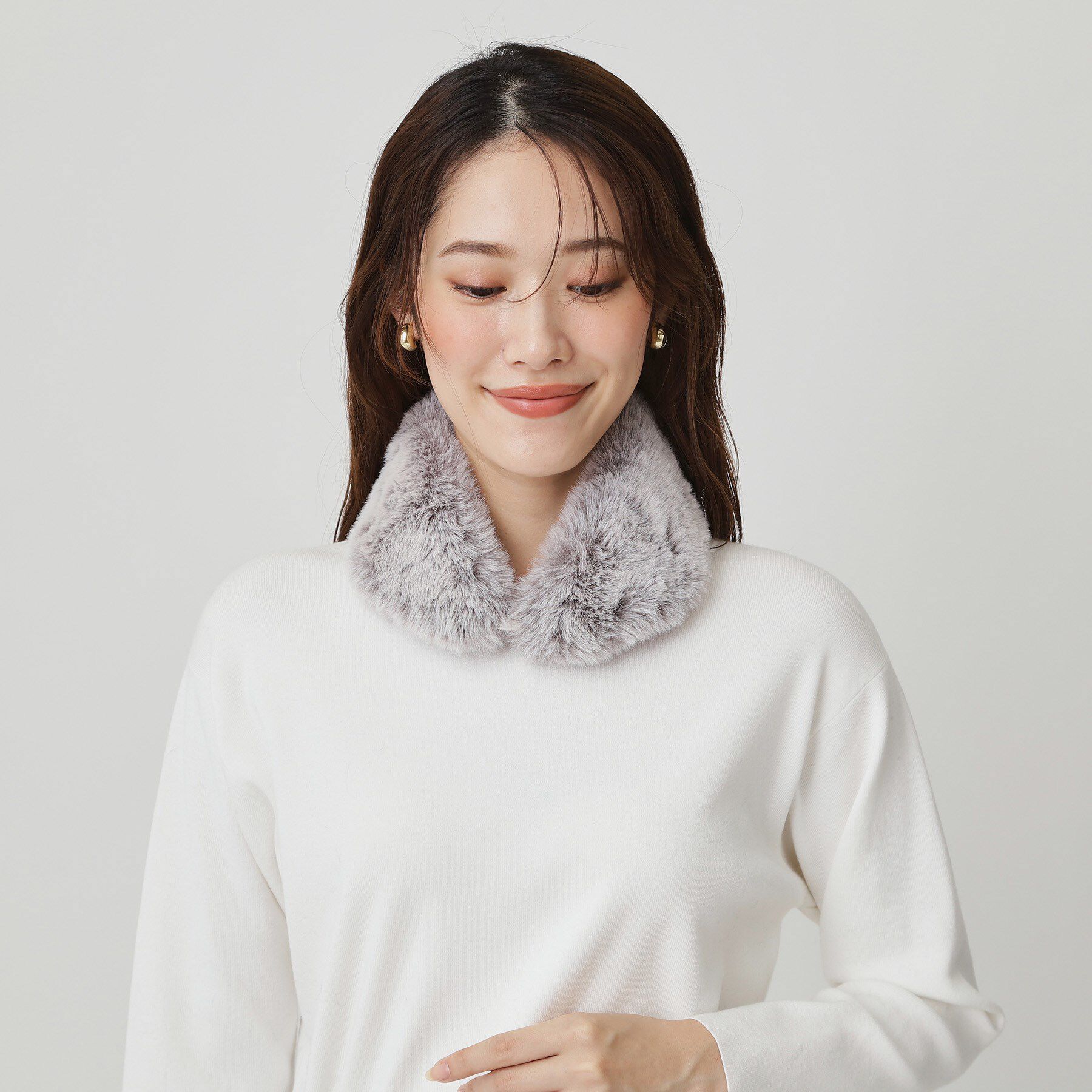 COUP DE CHANCE「エコファーミニ／ワンタッチでつけ外し簡単／ふわふわ暖かい」|ストール|