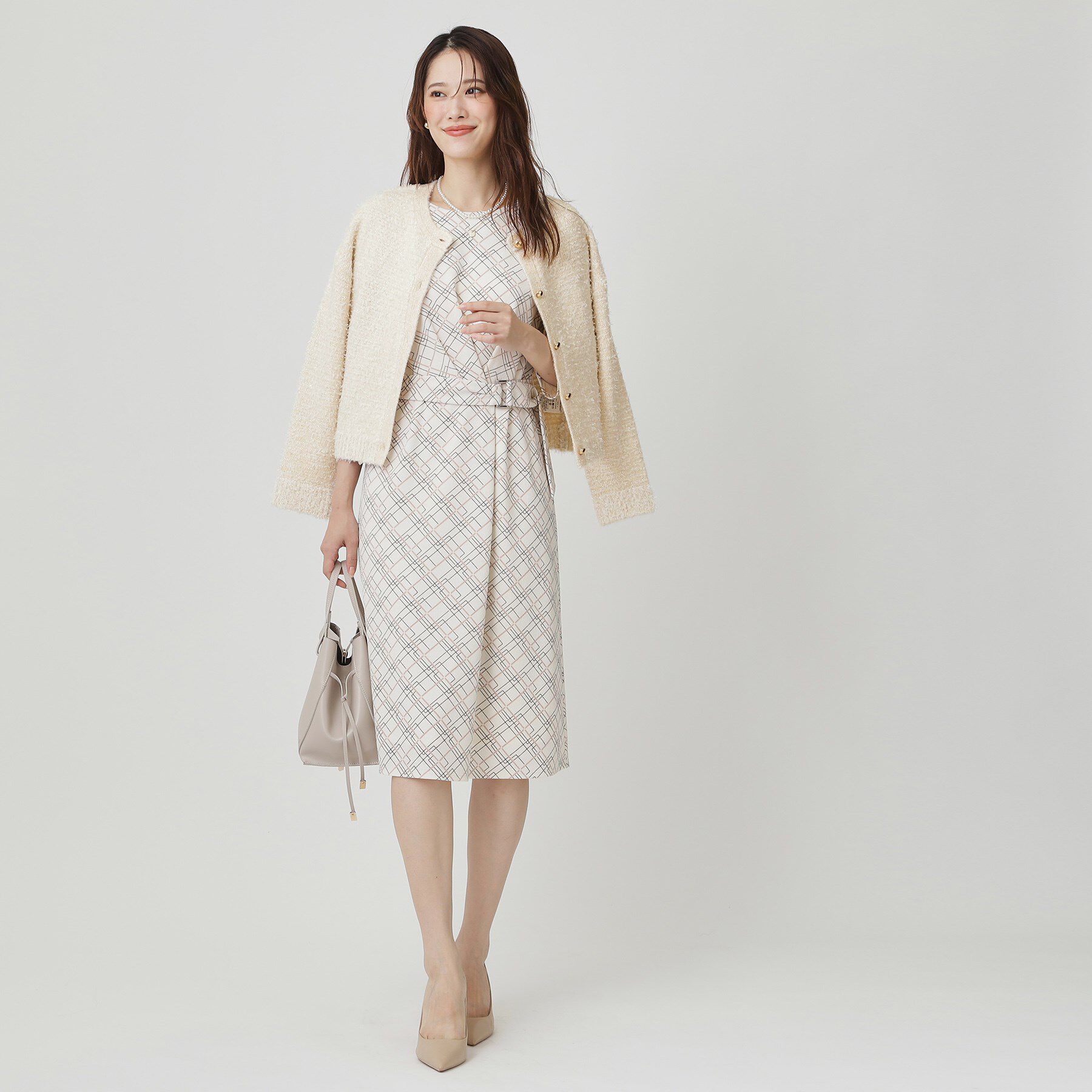 COUP DE CHANCE「【手洗い可】ラメフェザーのニットカーディガン」|カーディガン|