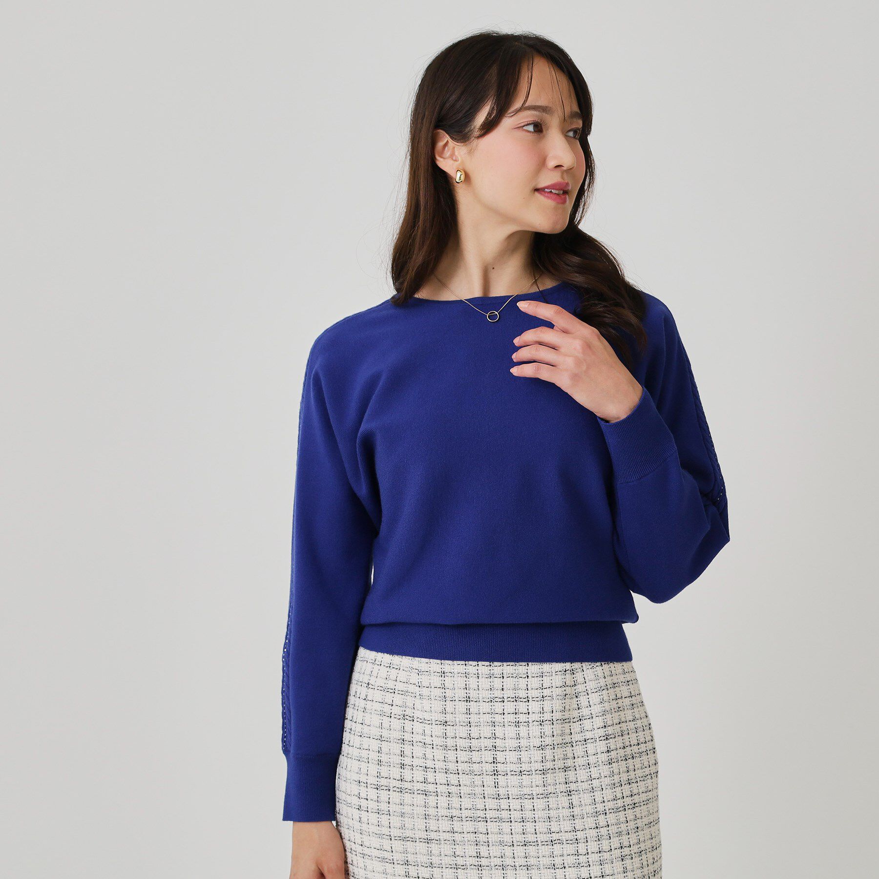 COUP DE CHANCE「【手洗い可】ケーブルビーズ袖デザインニット」|ニット・セーター|