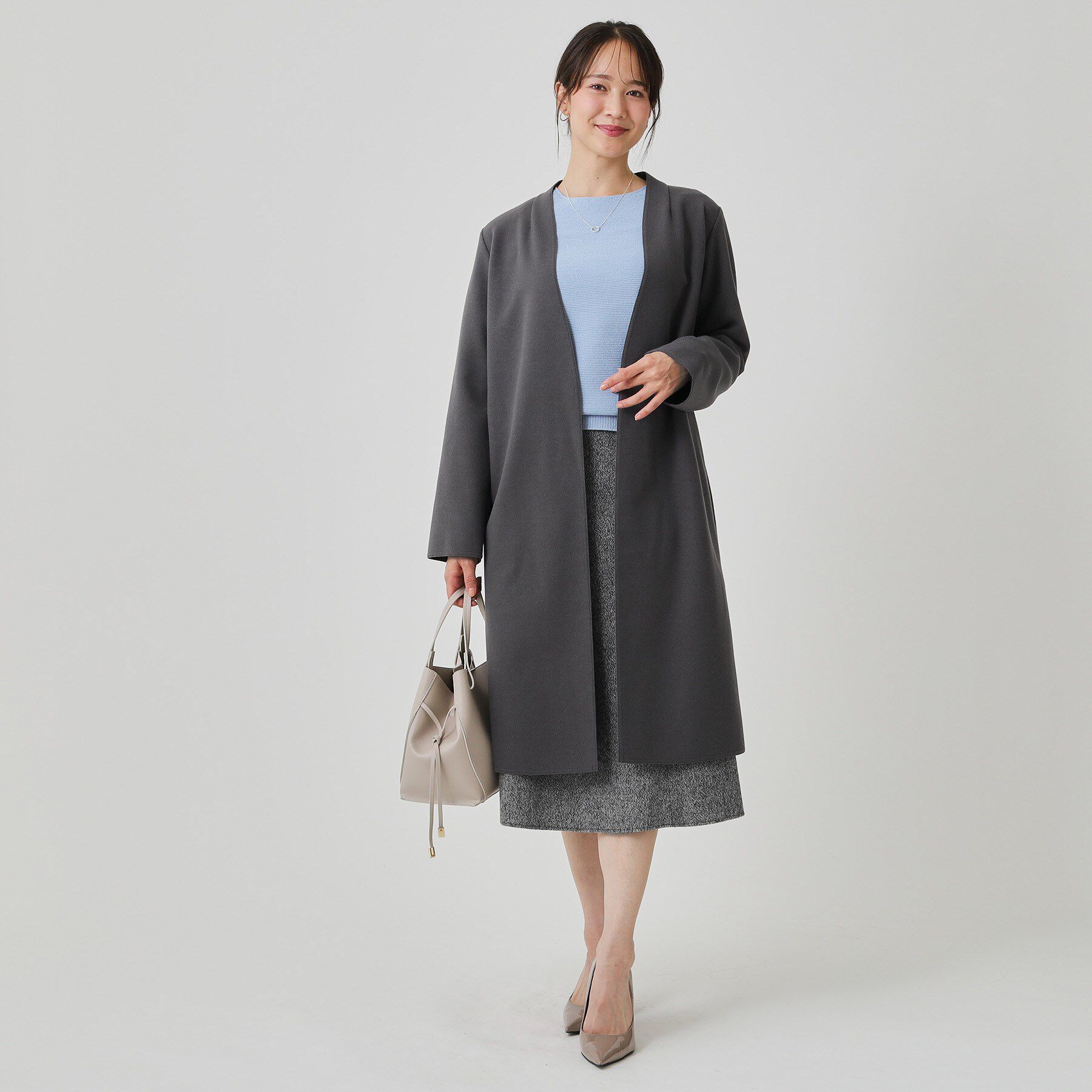 COUP DE CHANCE「【日本製／軽量】Iラインシルエットのコーディガン」|ノーカラーコート|