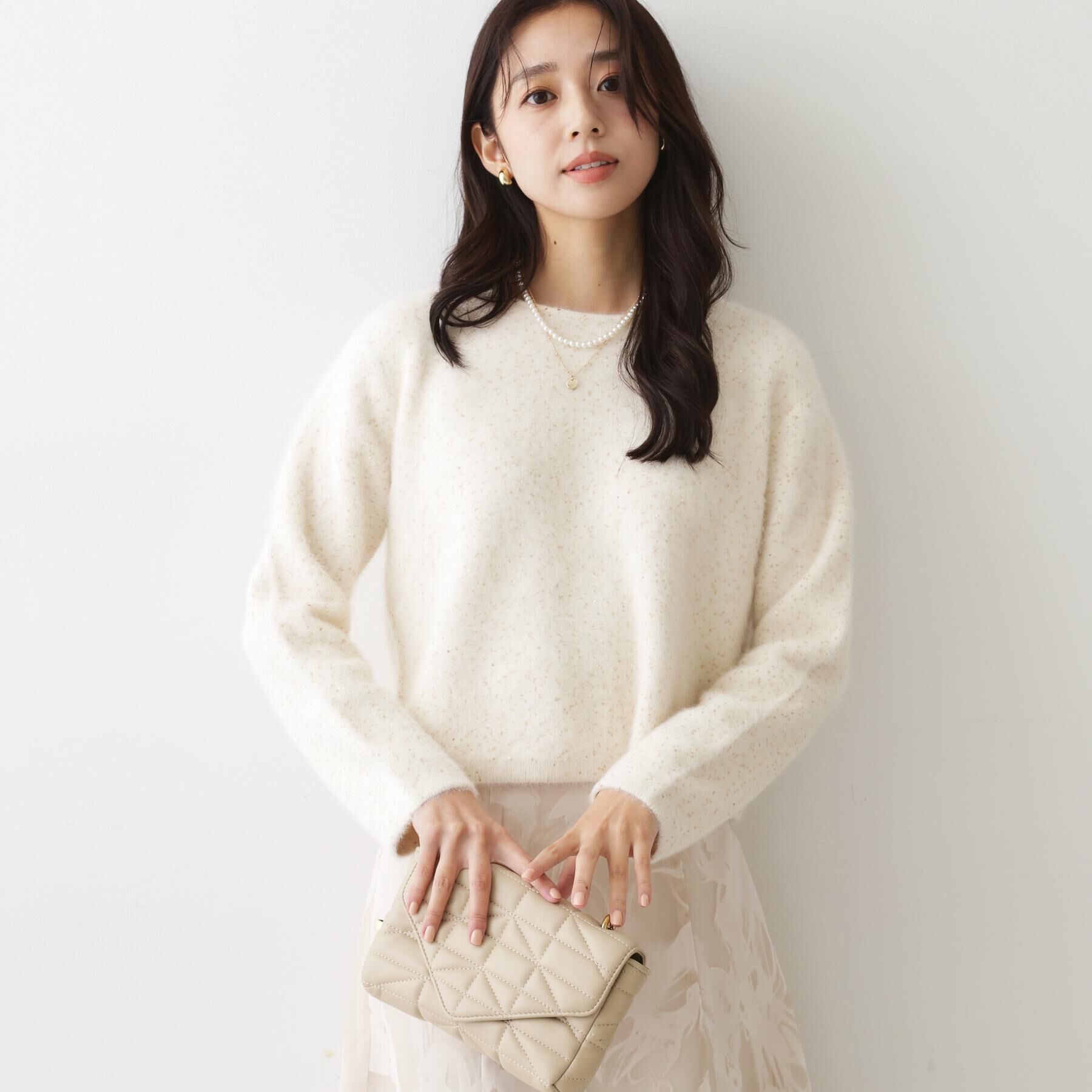 COUP DE CHANCE「【フォックス混／軽い着心地】ショート丈ニットトップス」|ニット・セーター|