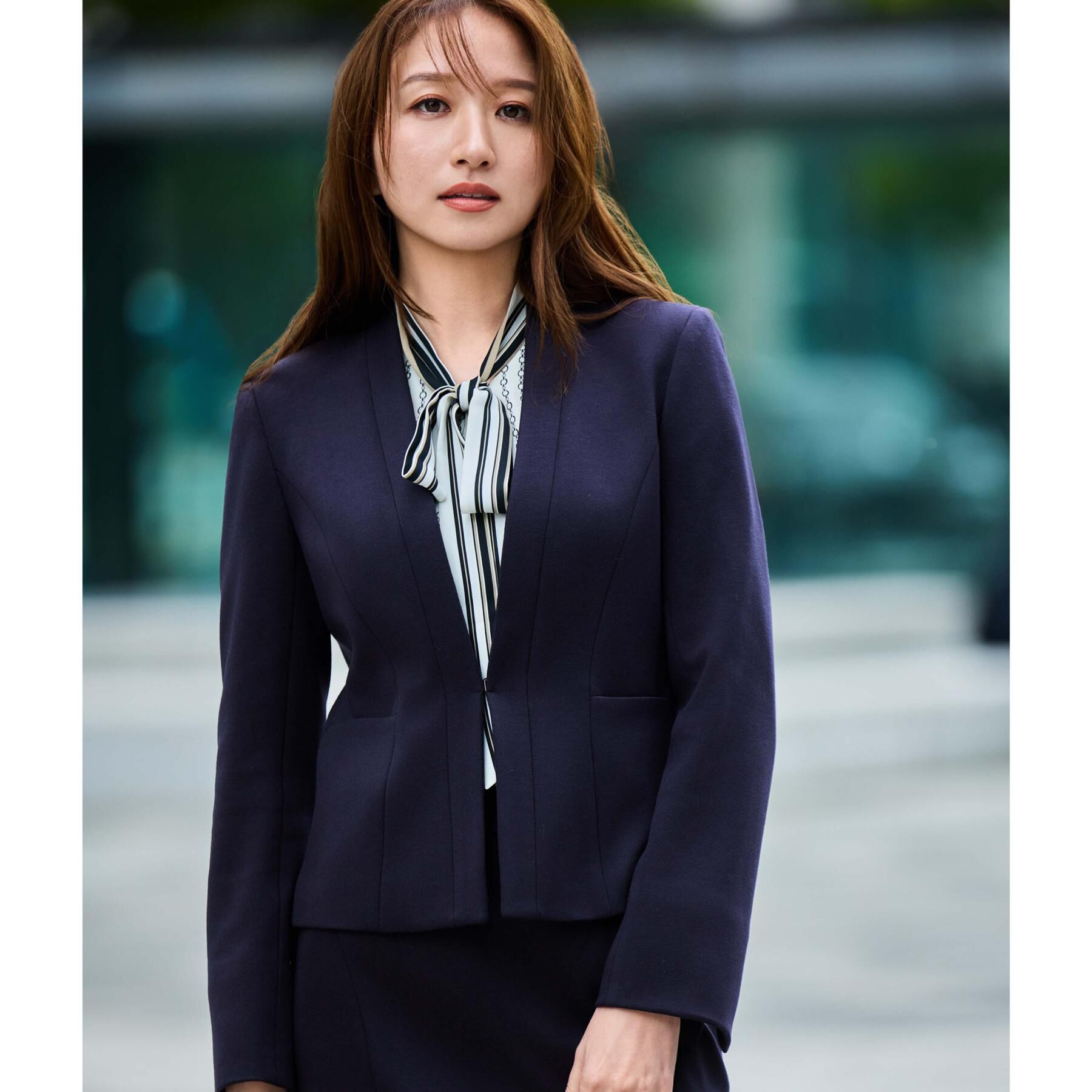 COUP DE CHANCE「【日本製／セットアップ可】ジャージ素材のカラーレスジャケット」|ノーカラージャケット|