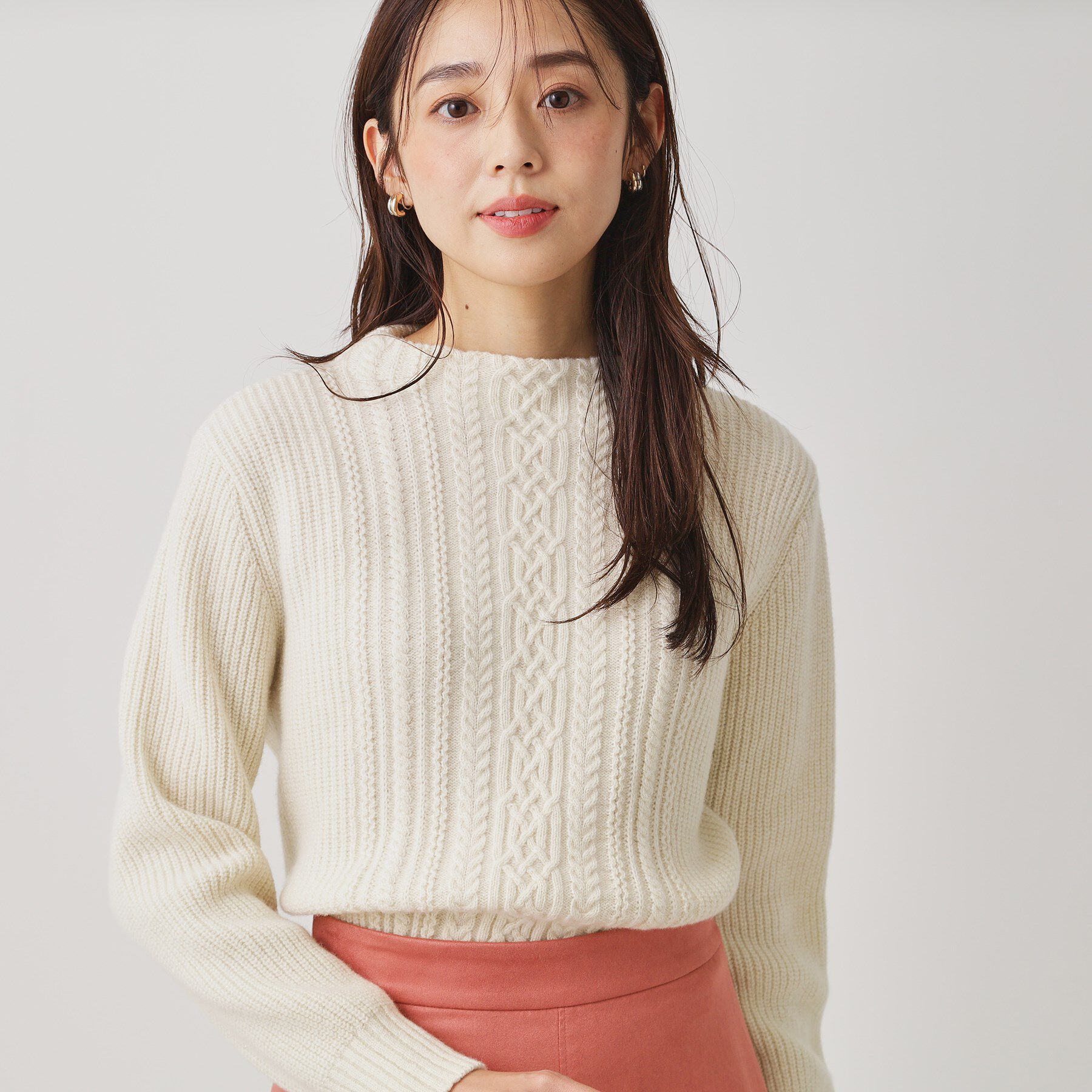 COUP DE CHANCE「【手洗い可／日本製】ケーブルデザインのニットトップス」|ニット・セーター|