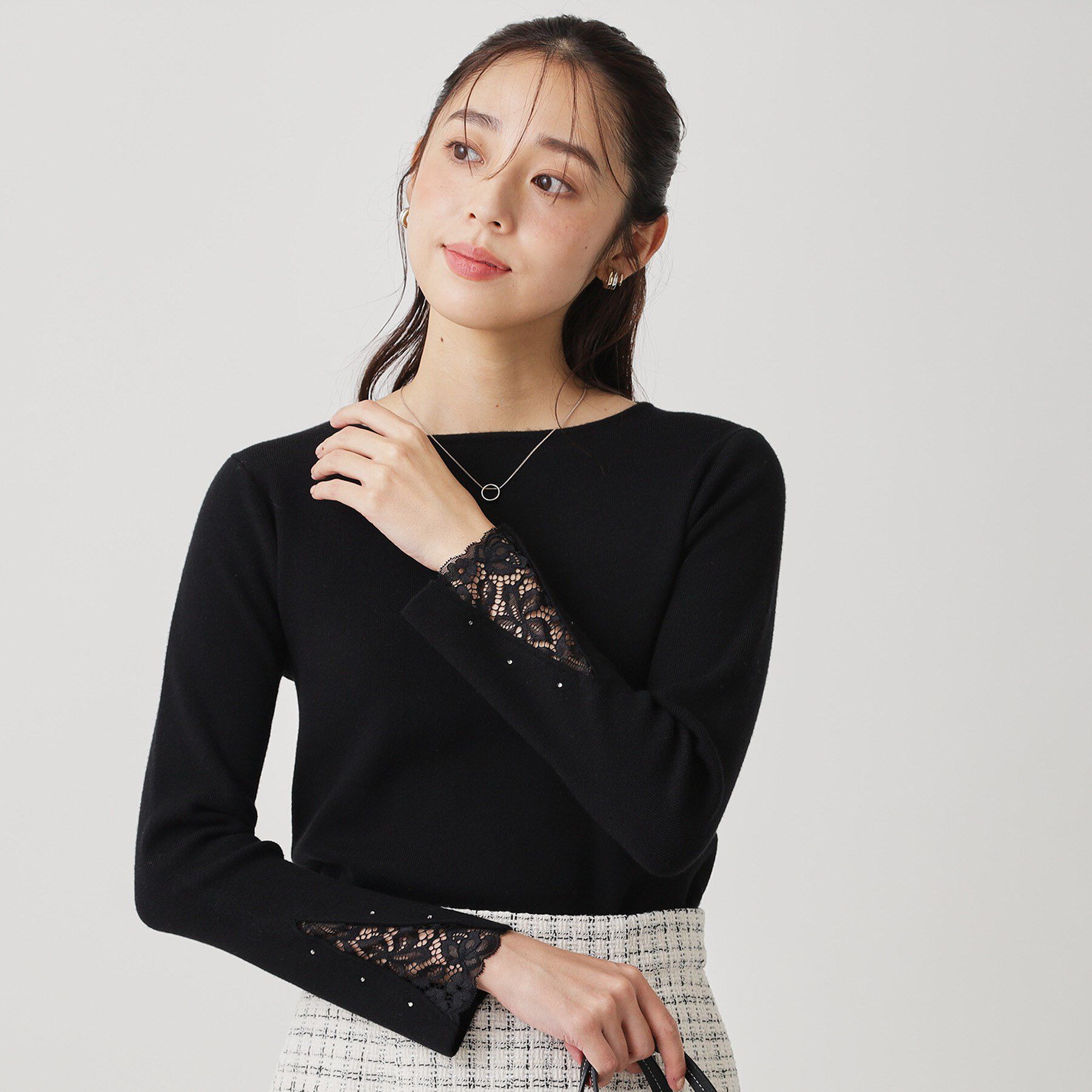 COUP DE CHANCE「【手洗い可】袖口レースコンパクトニット」|ニット・セーター|