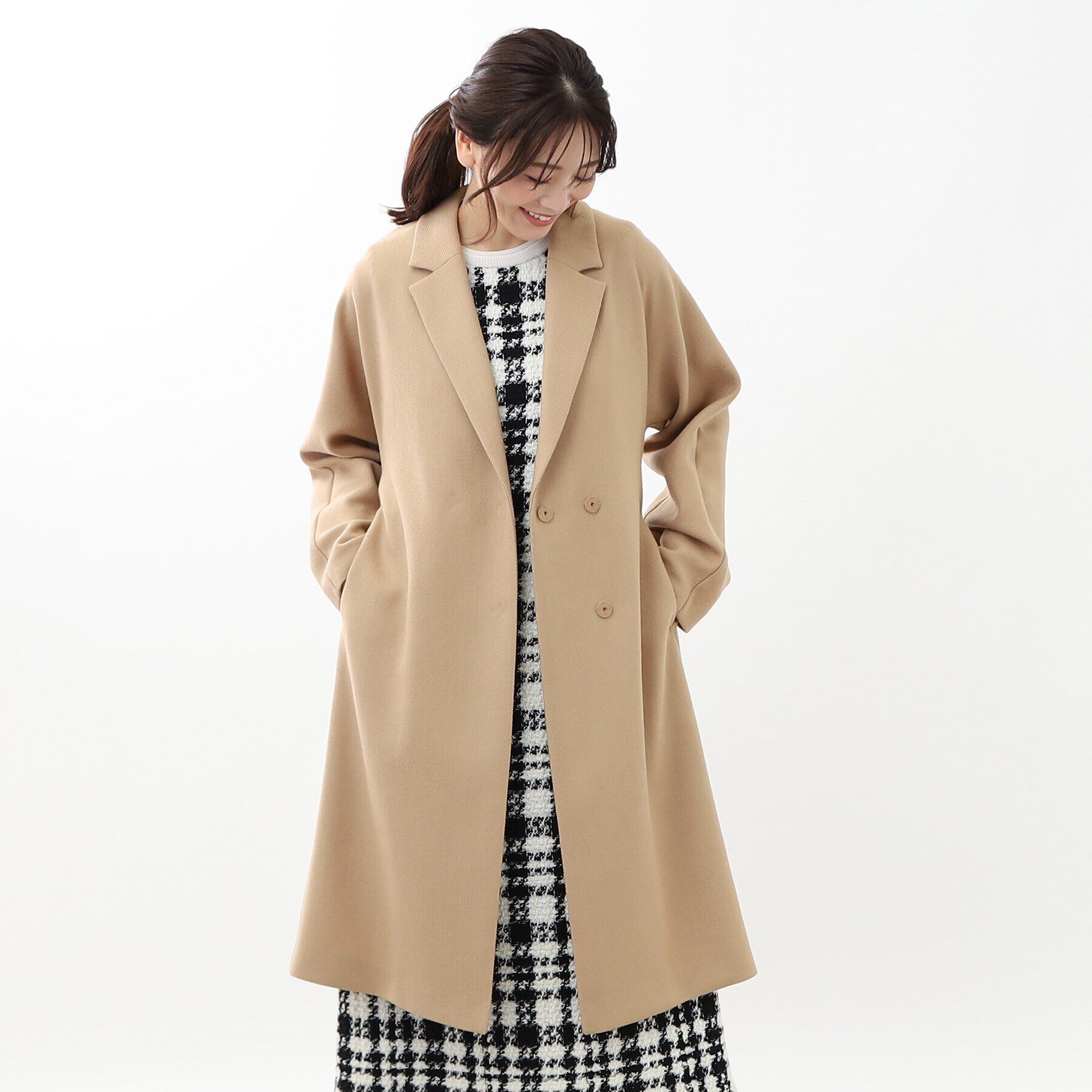 Reflect「【共布サッシュベルト付き】クラシカルロングコート」|チェスターコート|