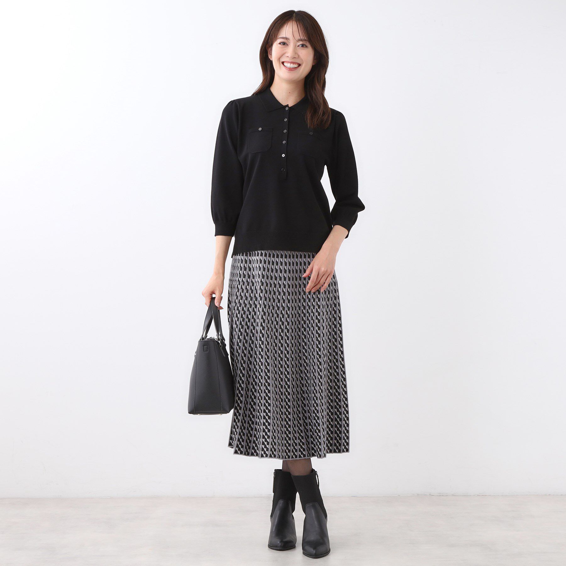 Reflect「【透けにくい◎】衿付き七分袖ニット」|ニット・セーター|