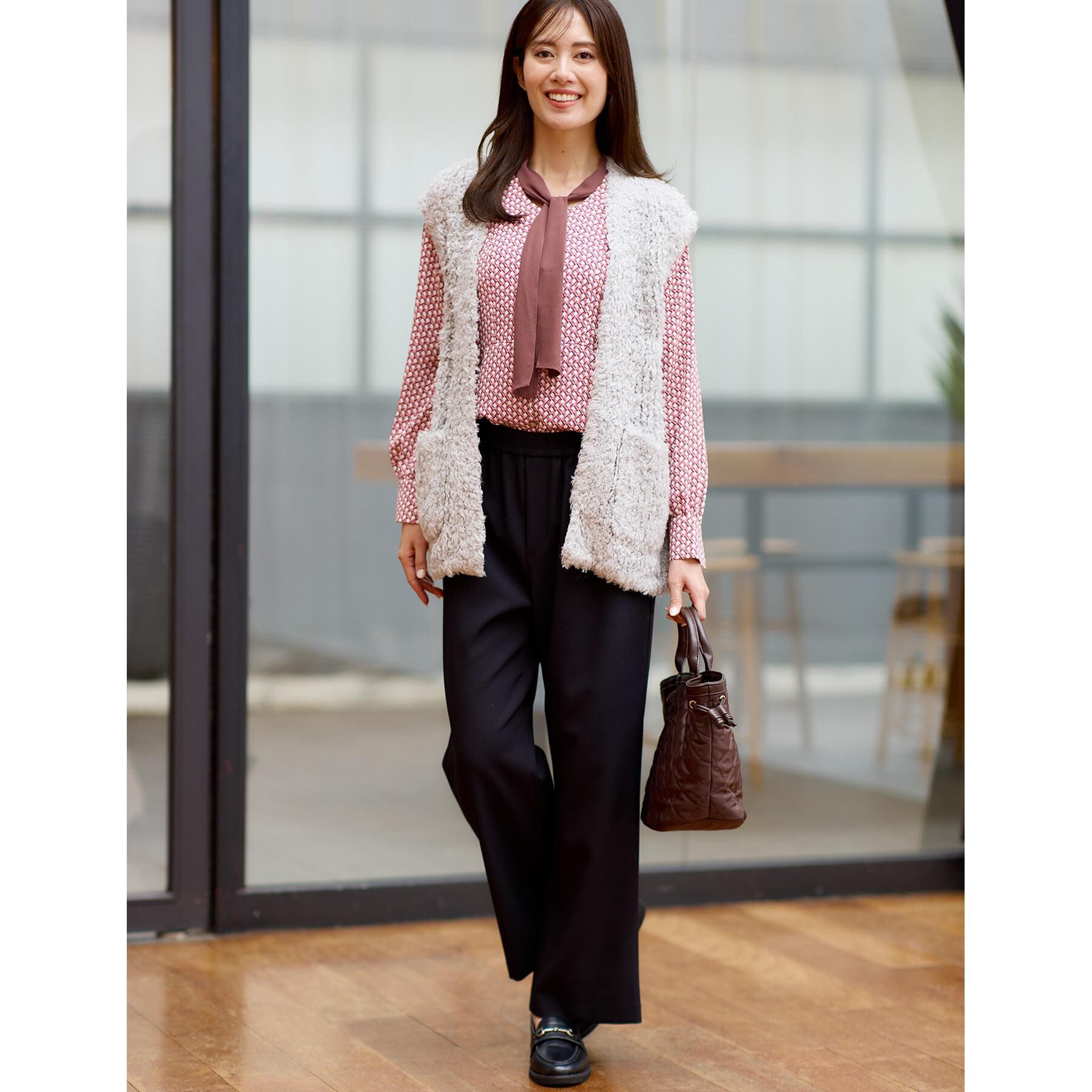 Reflect「【秋映え／ふんわり軽い／ゆったりシルエット】ファンシーヤーンベスト」|ベスト・ジレ|