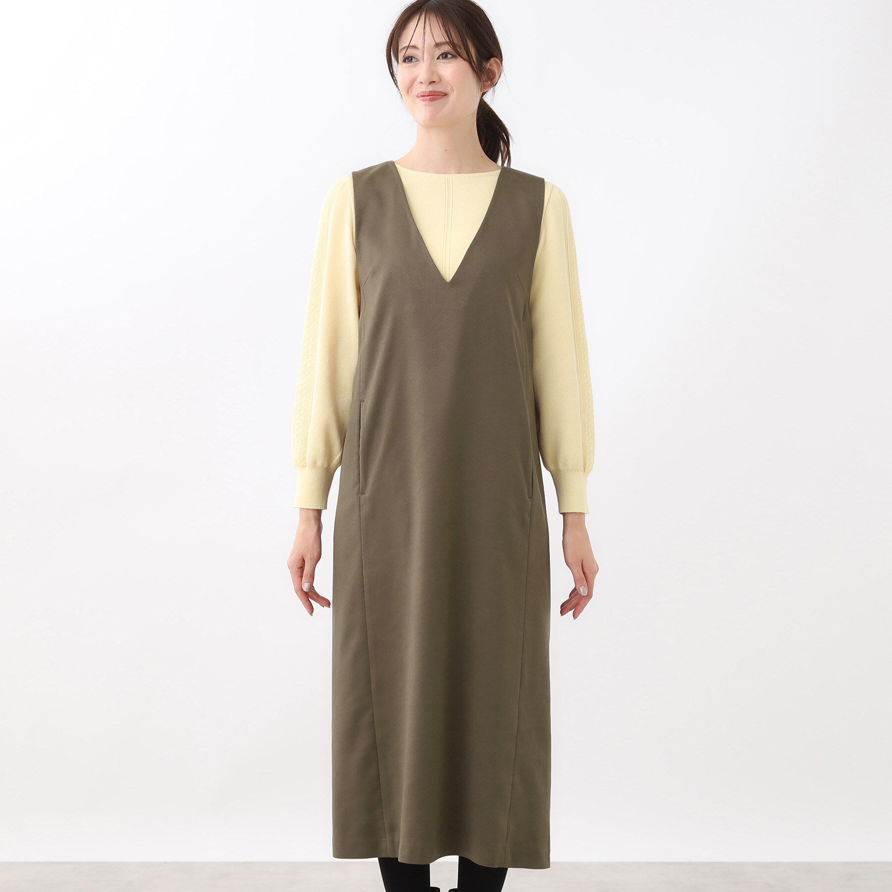 Reflect「【すっきりシルエット】スエードライクジャンパースカ―ト」|ワンピース|