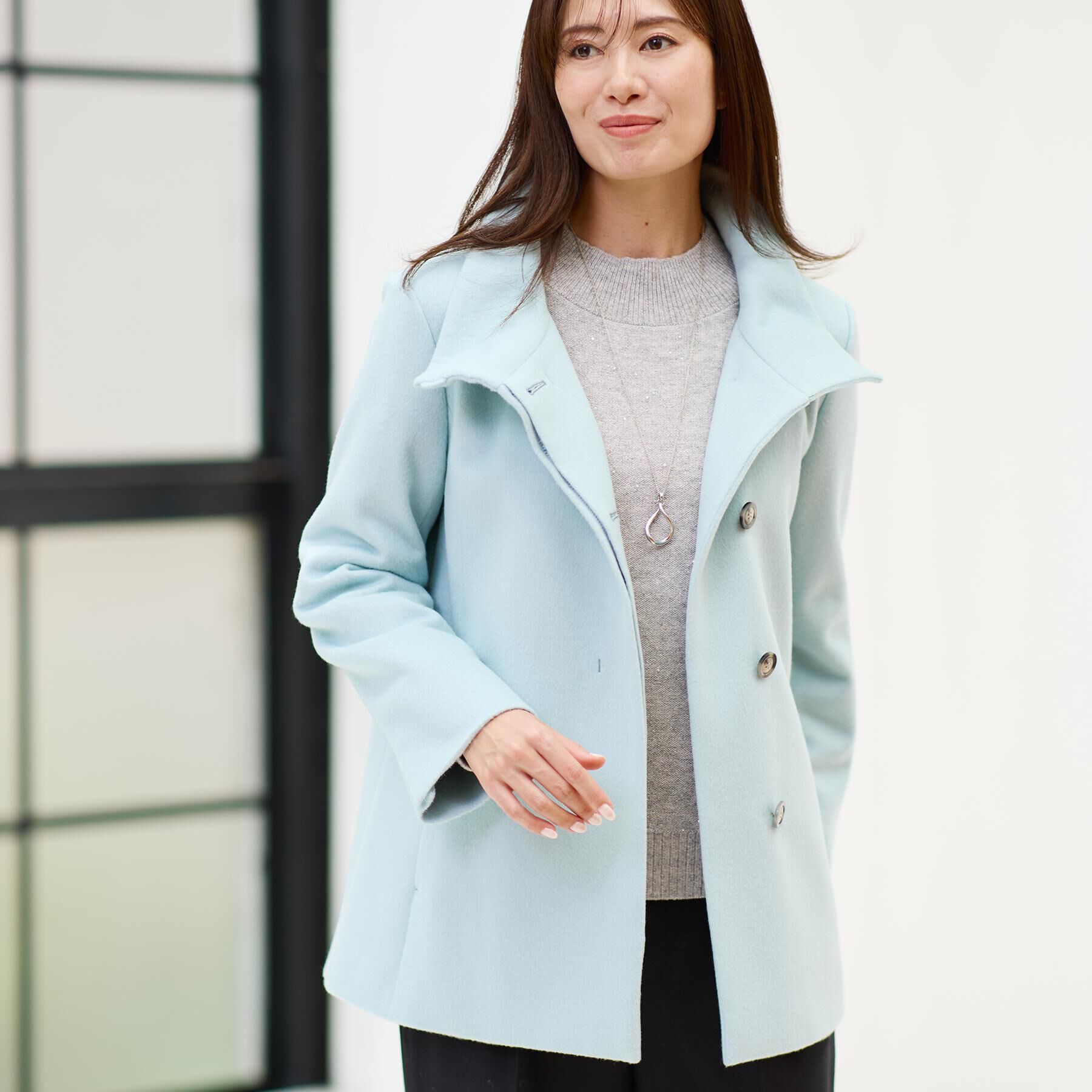 Reflect「【衿が顔に当たらない◎】スタンドネックミドルコート」|その他|ブルーグリーン(09