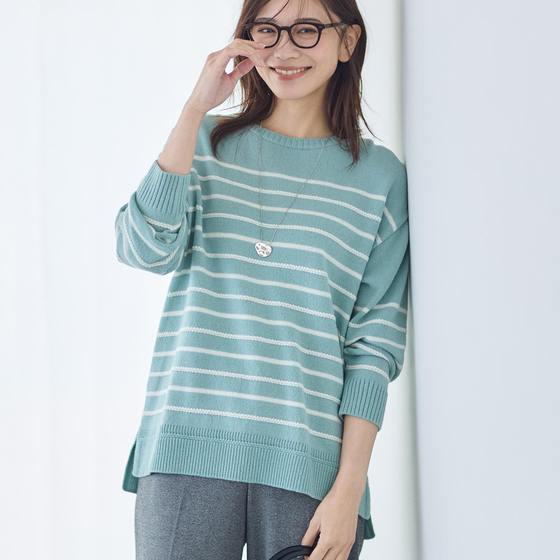 Reflect「【ゆったり着られる◎】ボートネックボーダーニット」|ニット・セーター|
