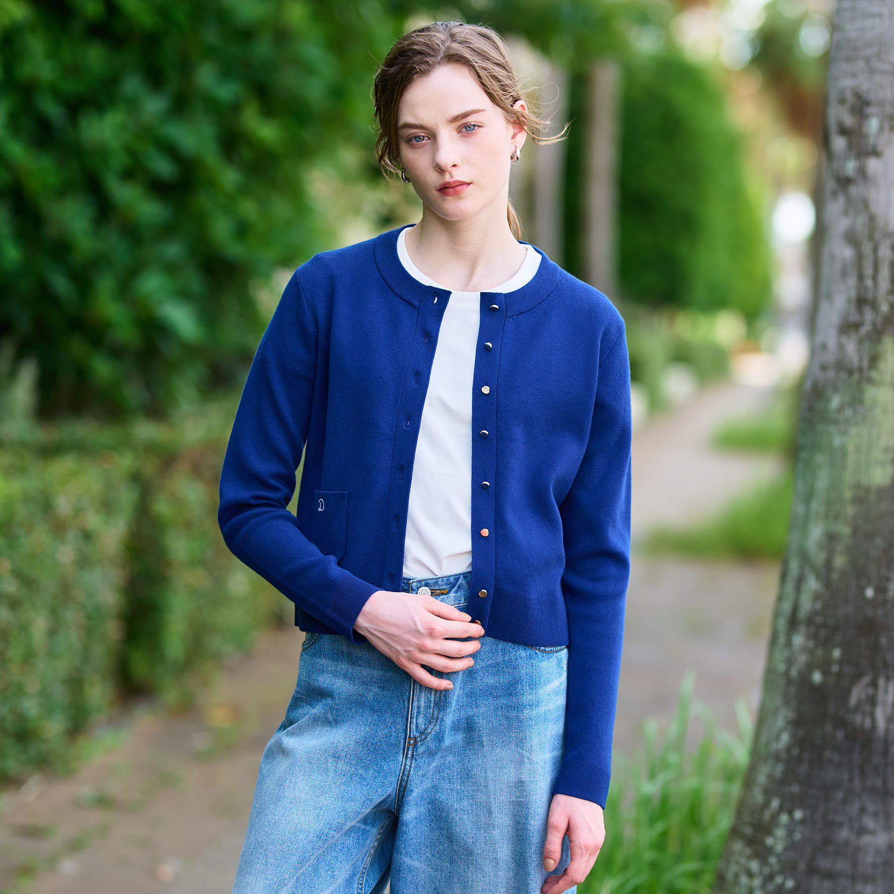 DRESSTERIOR「【洗える/カシミヤ混】ウォッシャブルコットンカシミヤカーディガン」|カーディガン|ブルー(093)