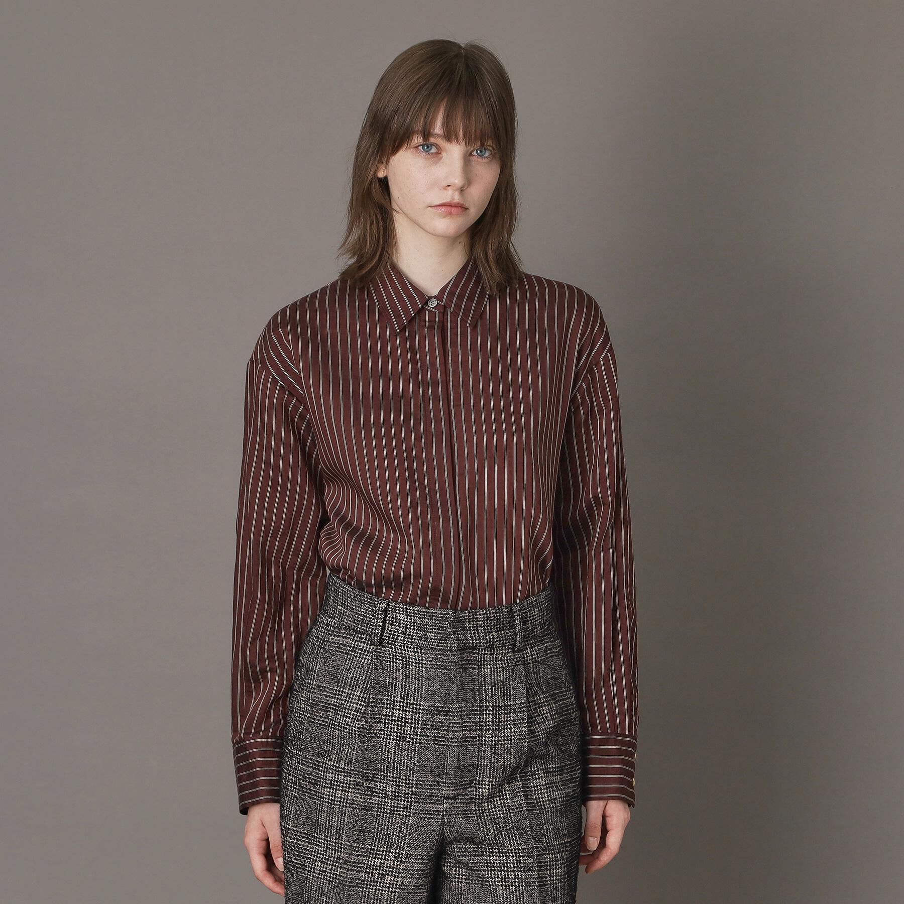 DRESSTERIOR「【洗える/オンオフ/otonaMUSE 11月号掲載】3WAYタイ付きアーカーストライプシャツ」|シャツ・ブラウス|