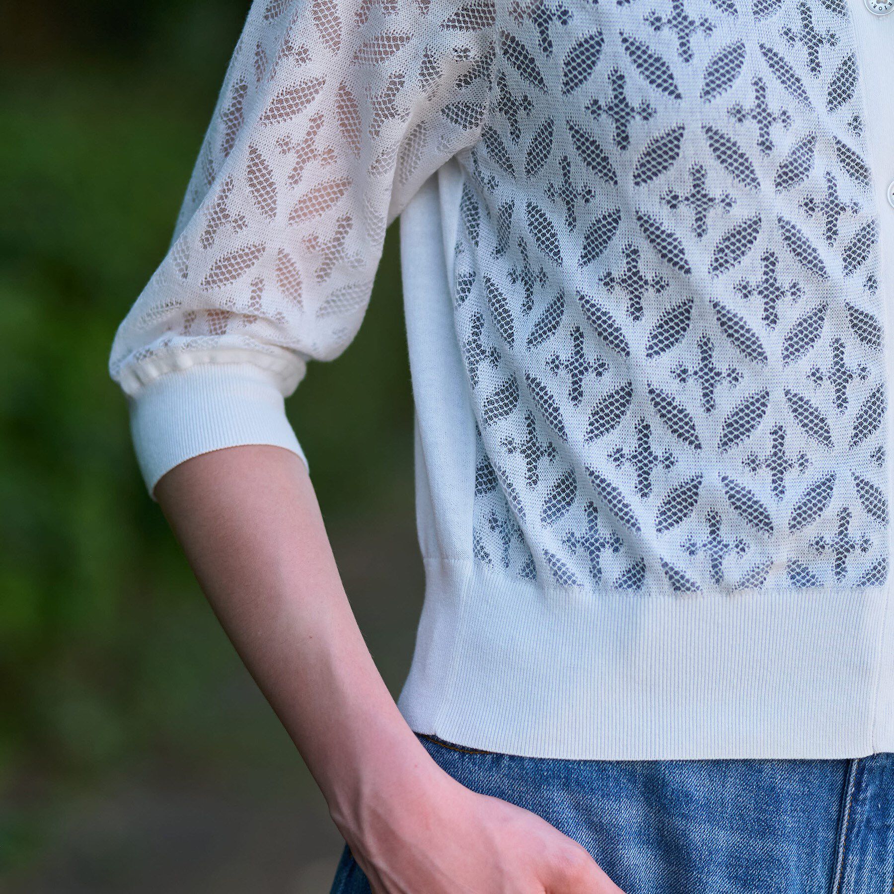 DRESSTERIOR「【洗える/シアー素材】オーバーラップレースハーフスリーブ」|カーディガン|