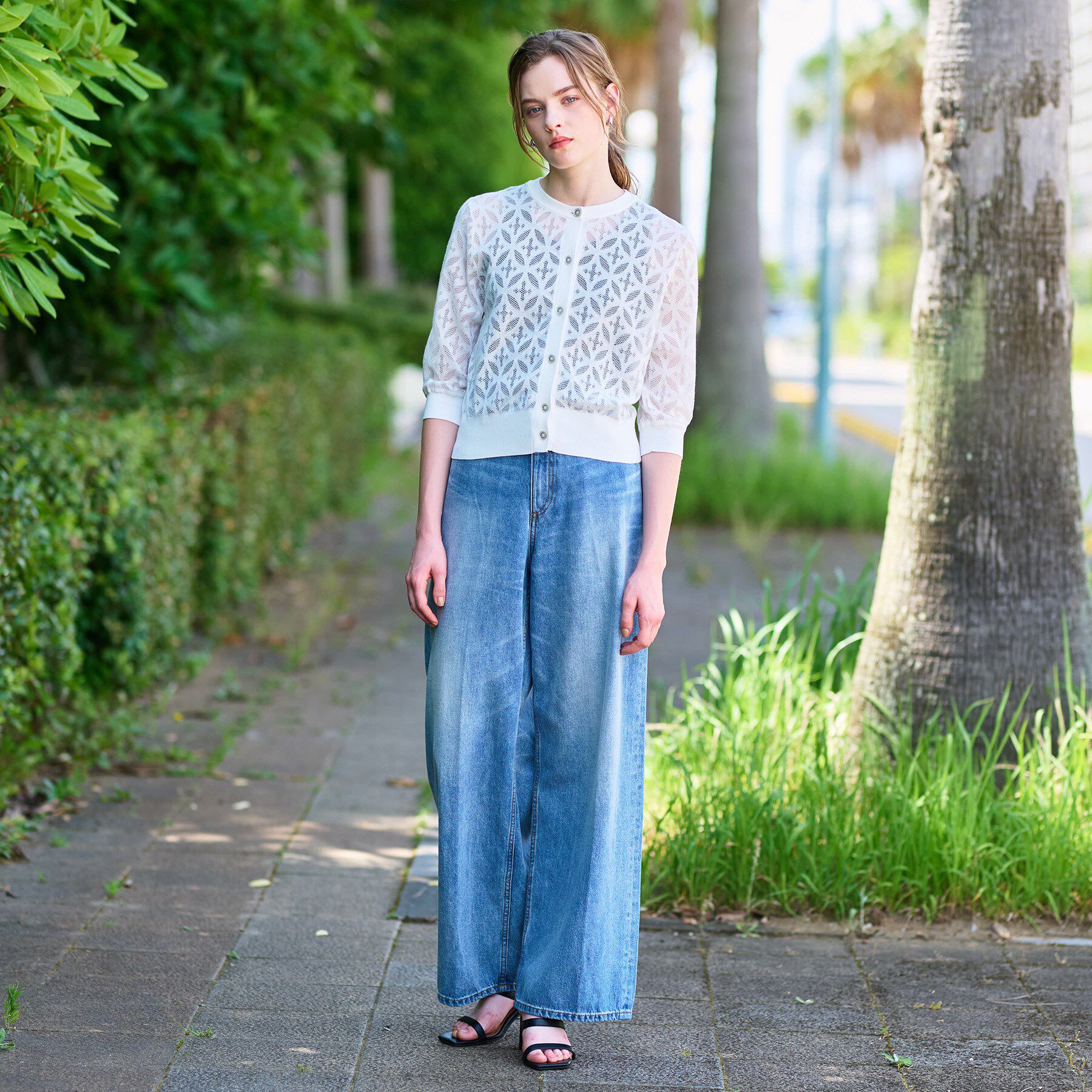 DRESSTERIOR「【洗える/シアー素材】オーバーラップレースハーフスリーブ」|カーディガン|