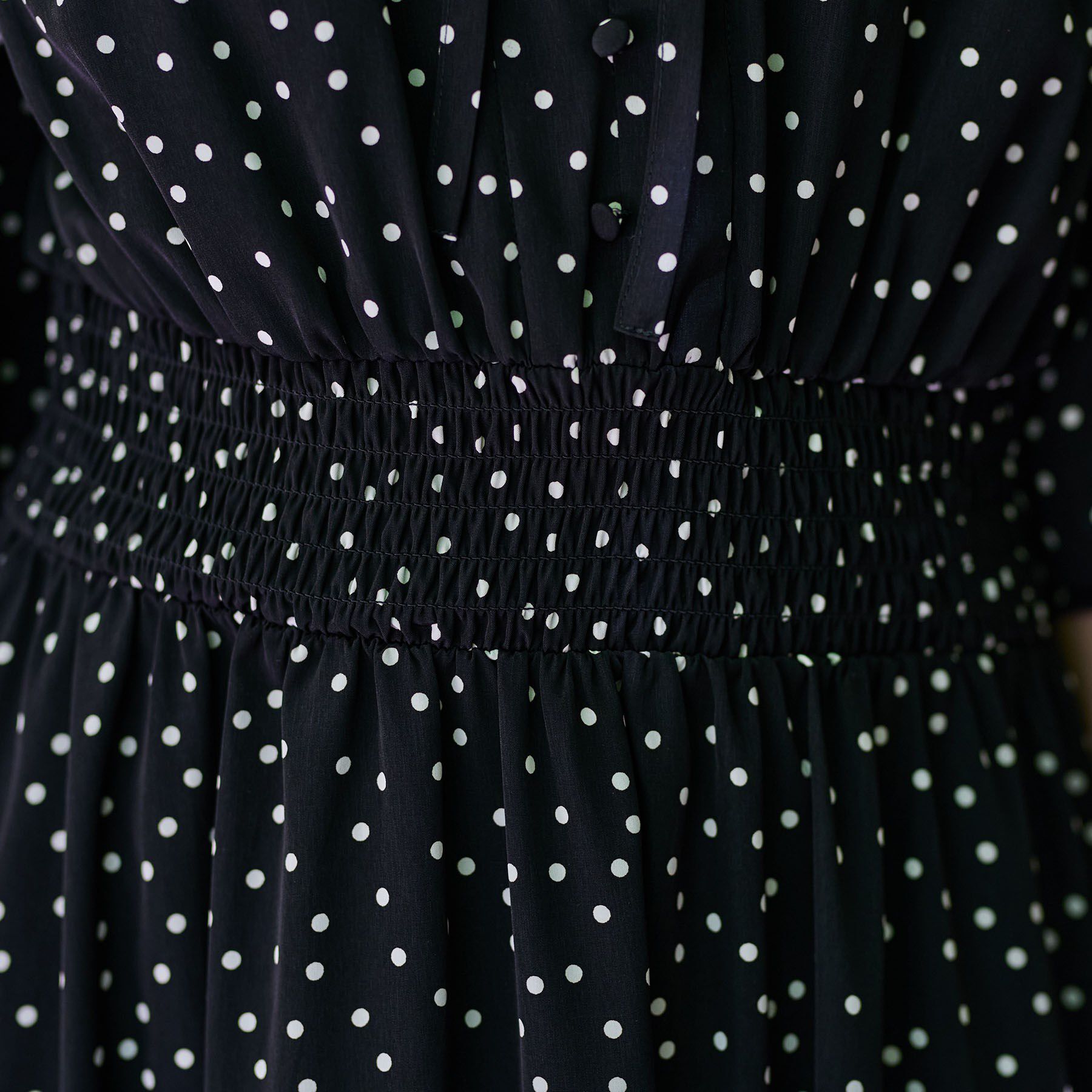 DRESSTERIOR「【手洗い可】ウエストシャーリングドットワンピース」|ワンピース|