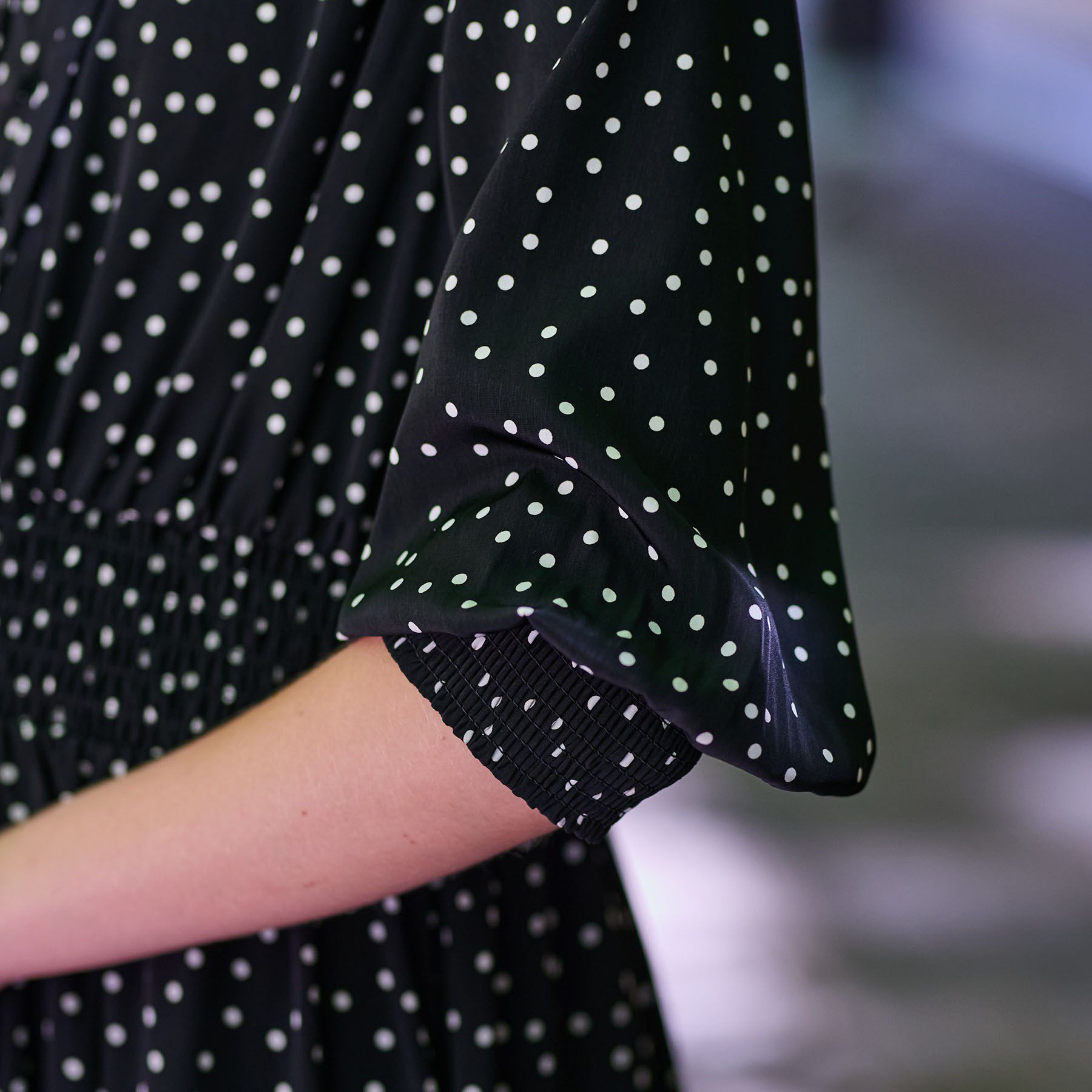 DRESSTERIOR「【手洗い可】ウエストシャーリングドットワンピース」|ワンピース|