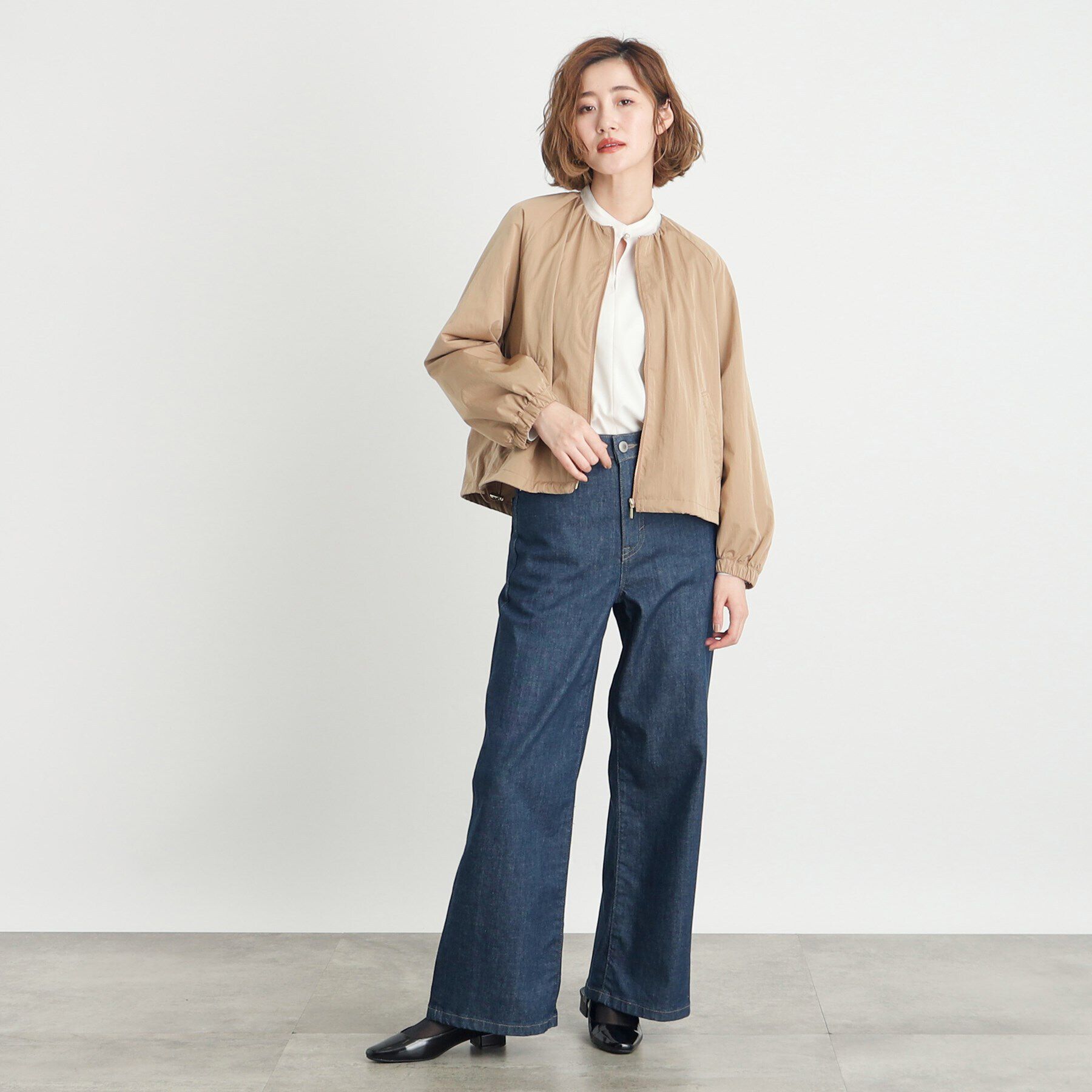 grove「ドロストピーチタフタブルゾン」|ブルゾン・スタジャン|