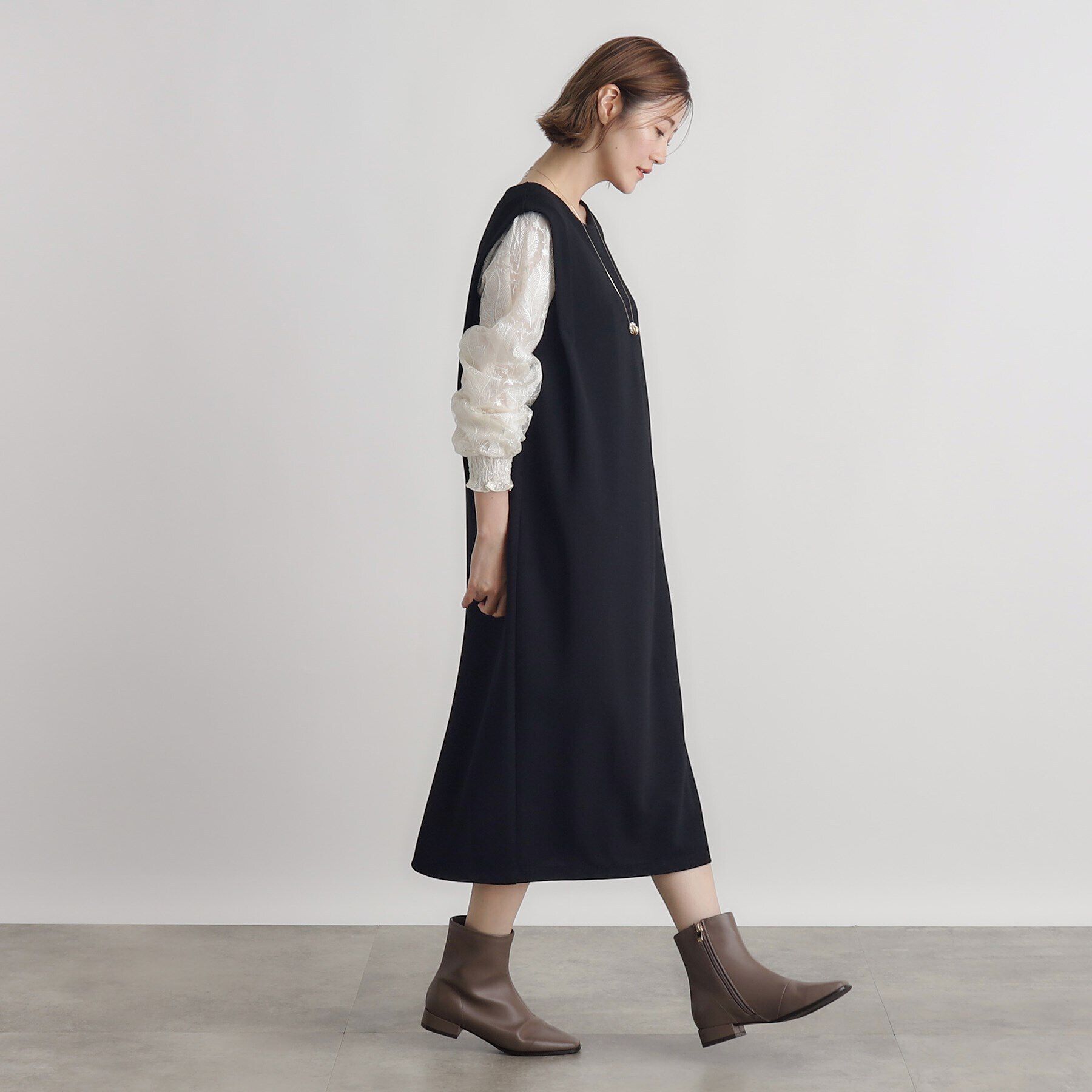 grove「袖スパンコールチュールコンビワンピース」|ワンピース|