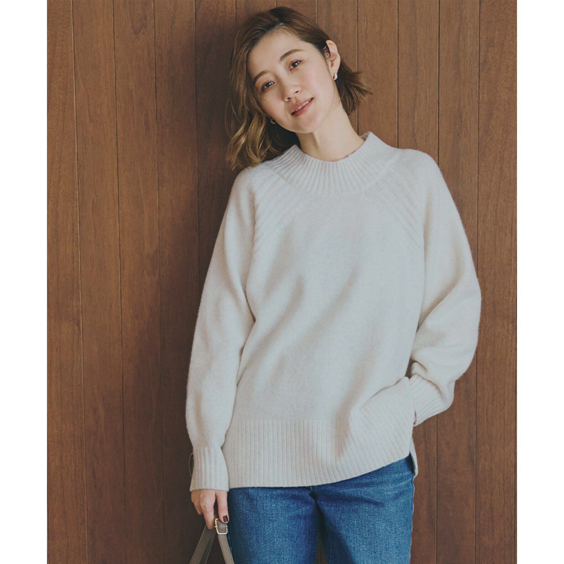 grove「【洗える】ミルドライクウール混天竺プルオーバー」|ニット・セーター|オフホワイト(003