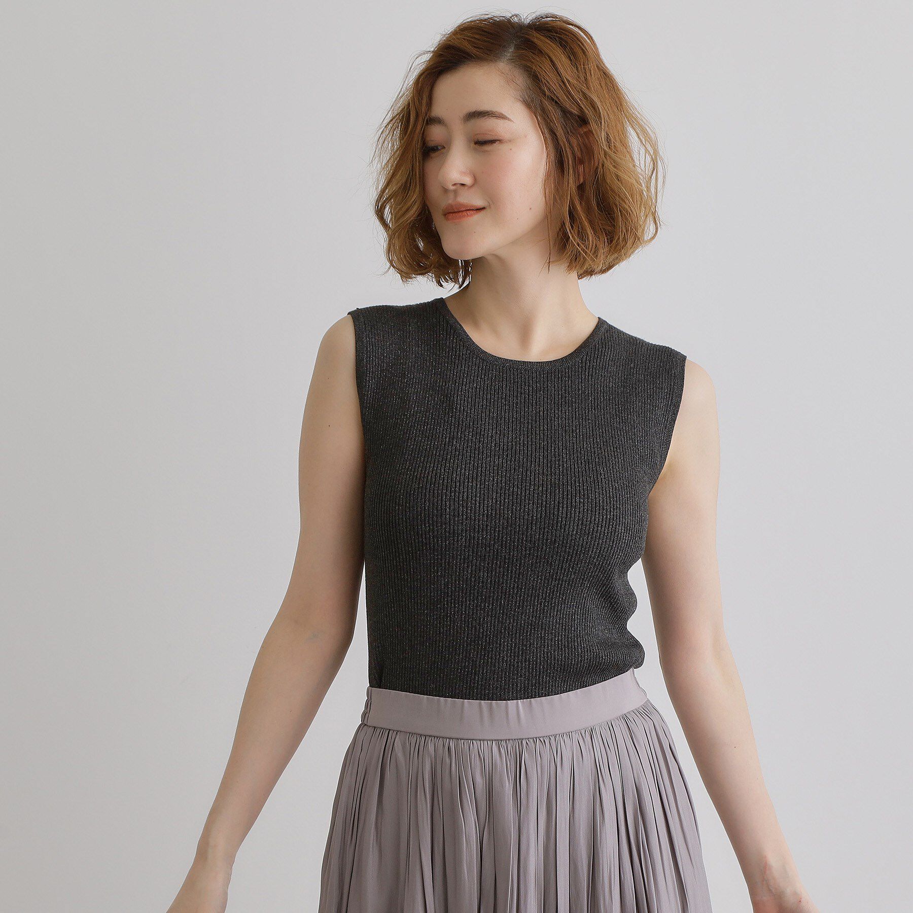 grove「さりげないラメで毎日のコーデにアクセントを リブラメニットタンク」|キャミソール|