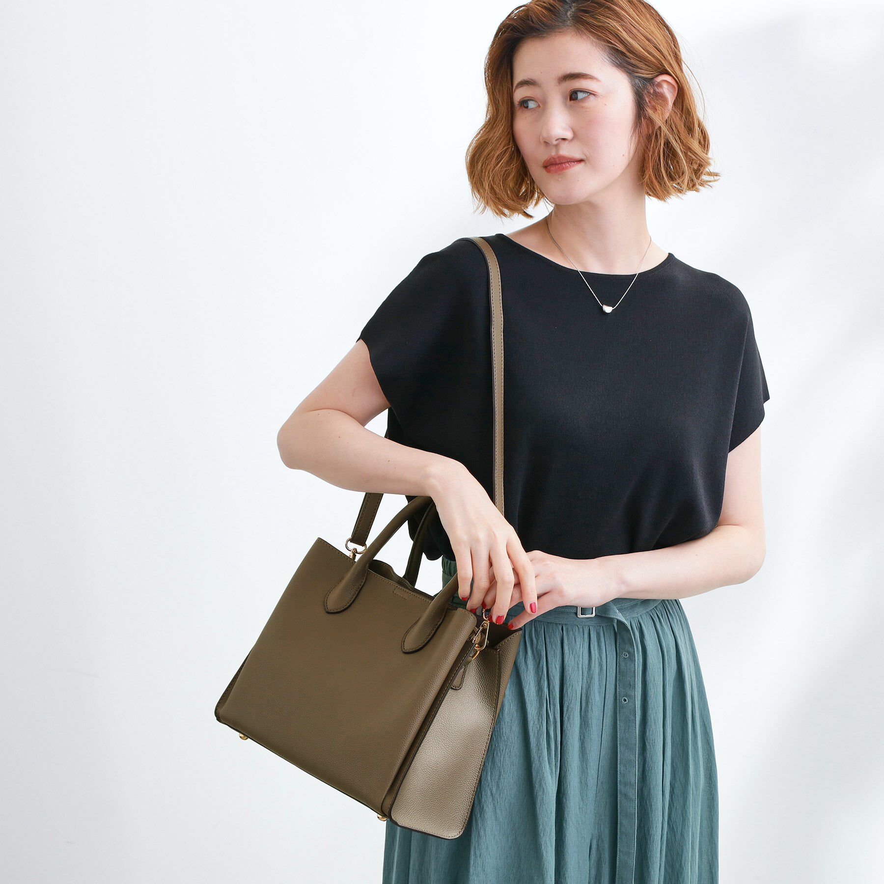 grove「【人間工学】中仕切りバイカラー2WAYトート」|トートバッグ|