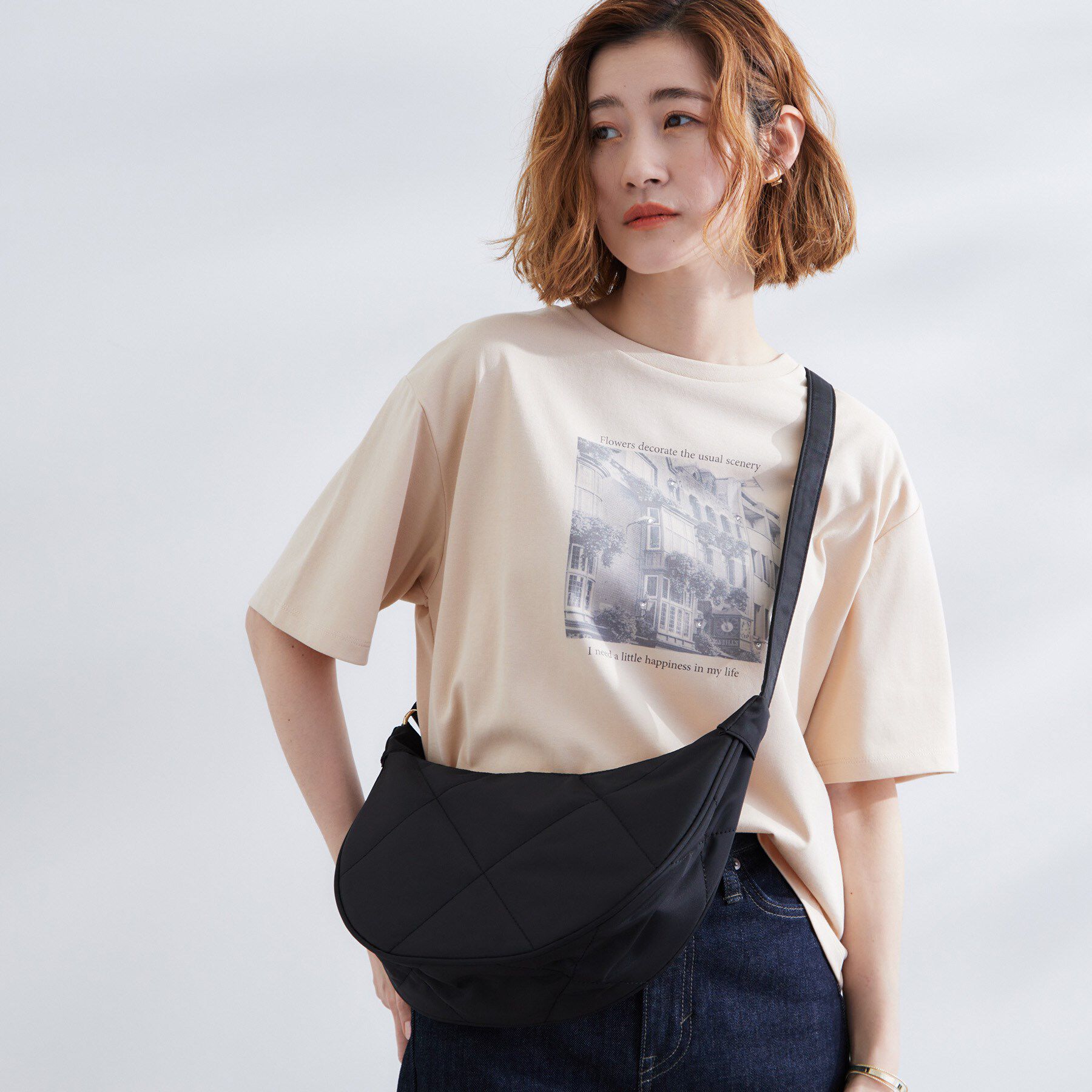 grove「アソート変形ムーンショルダー」|ショルダー・メッセンジャー|ブラックナイロンキル